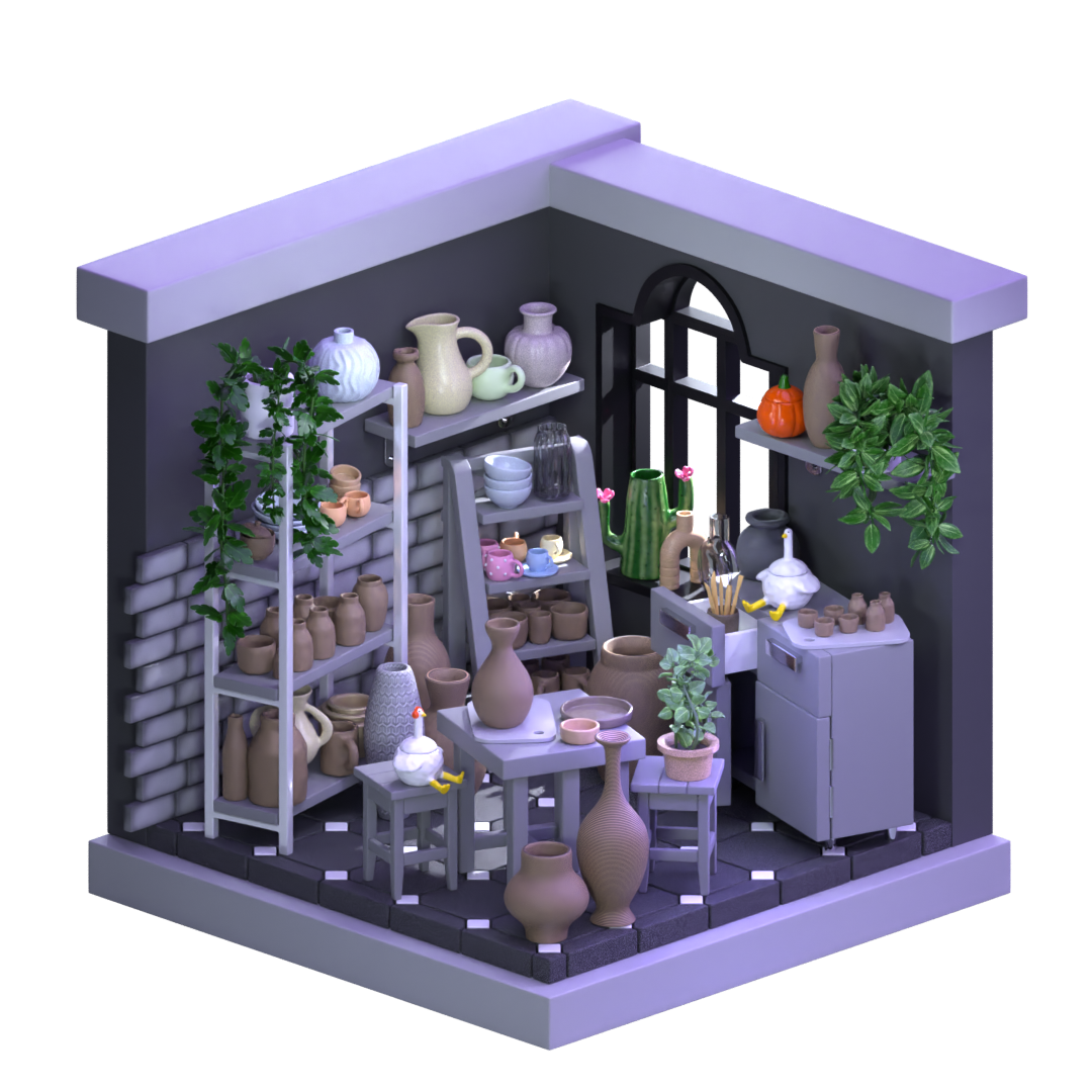 ISOMETRIC ROOM стилизованная творческая мастерская — Изображение №4 — Иллюстрация, 3D на Dprofile