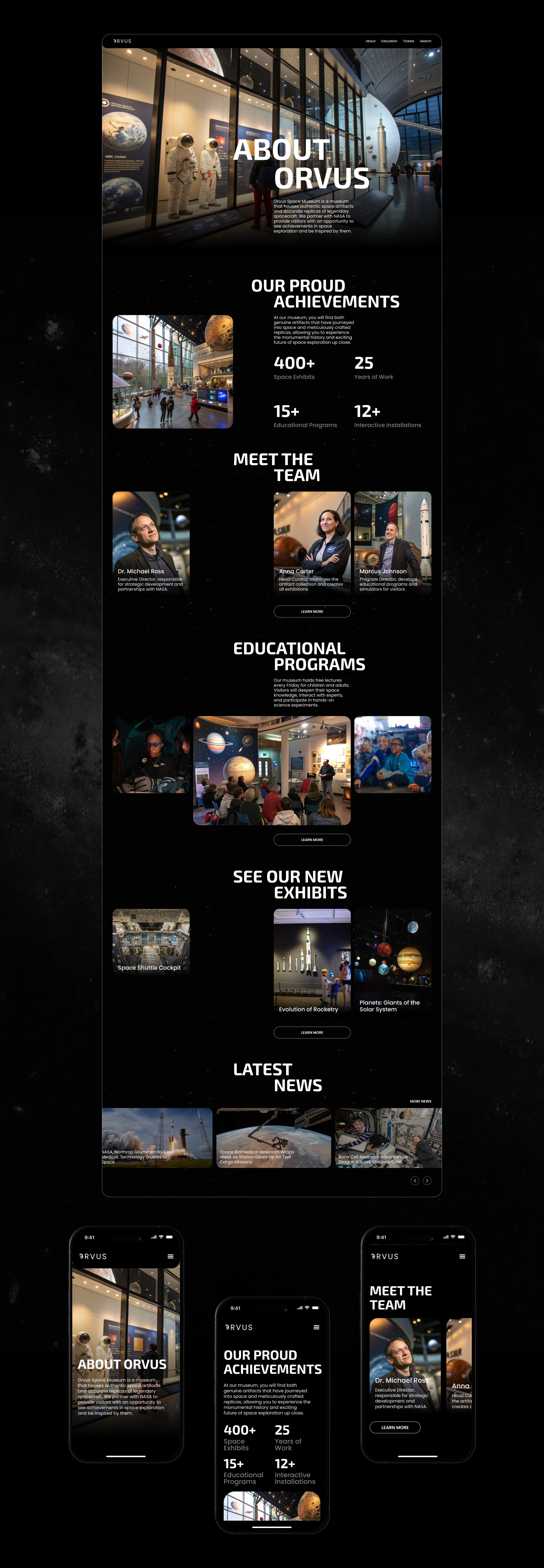 SPACE MUSEUM WEBSITE | UI/UX DESIGN | CORPORATE — Изображение №5 — Интерфейсы, Анимация на Dprofile