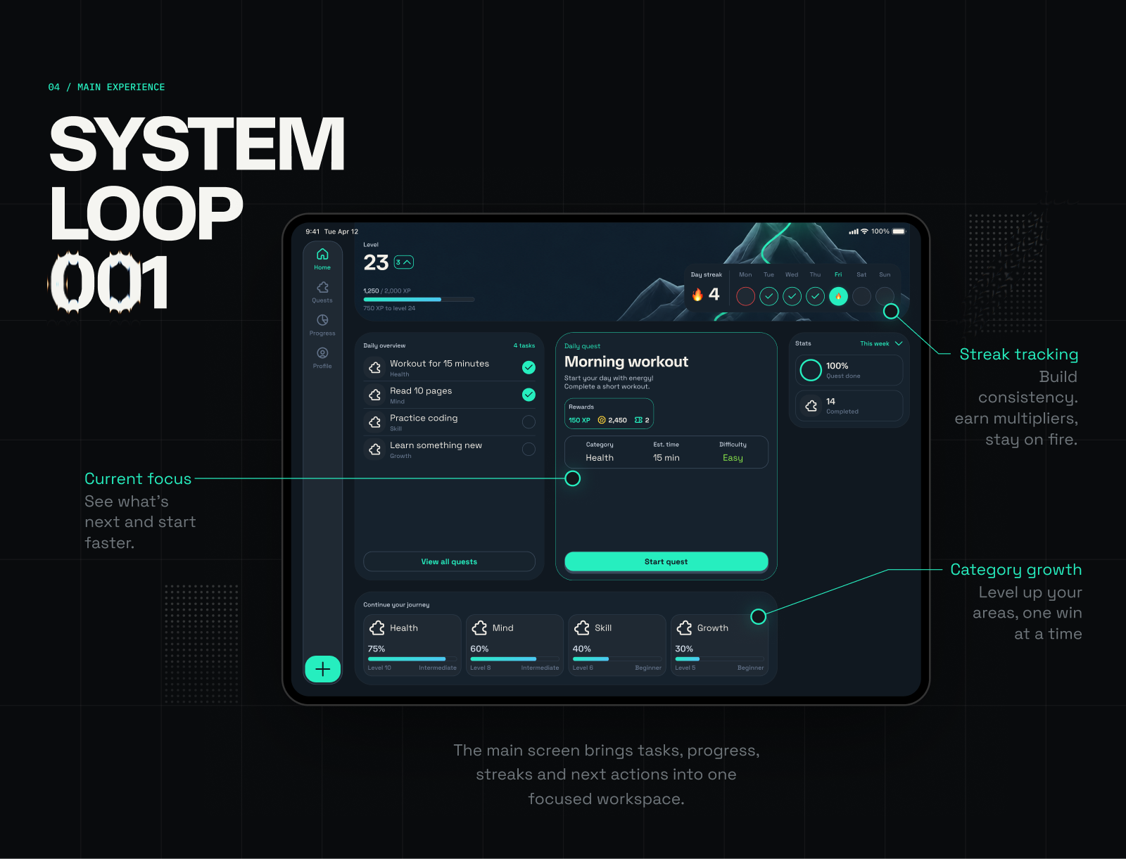Gaming Life OS | Gamified Productivity System — Изображение №4 — Интерфейсы на Dprofile