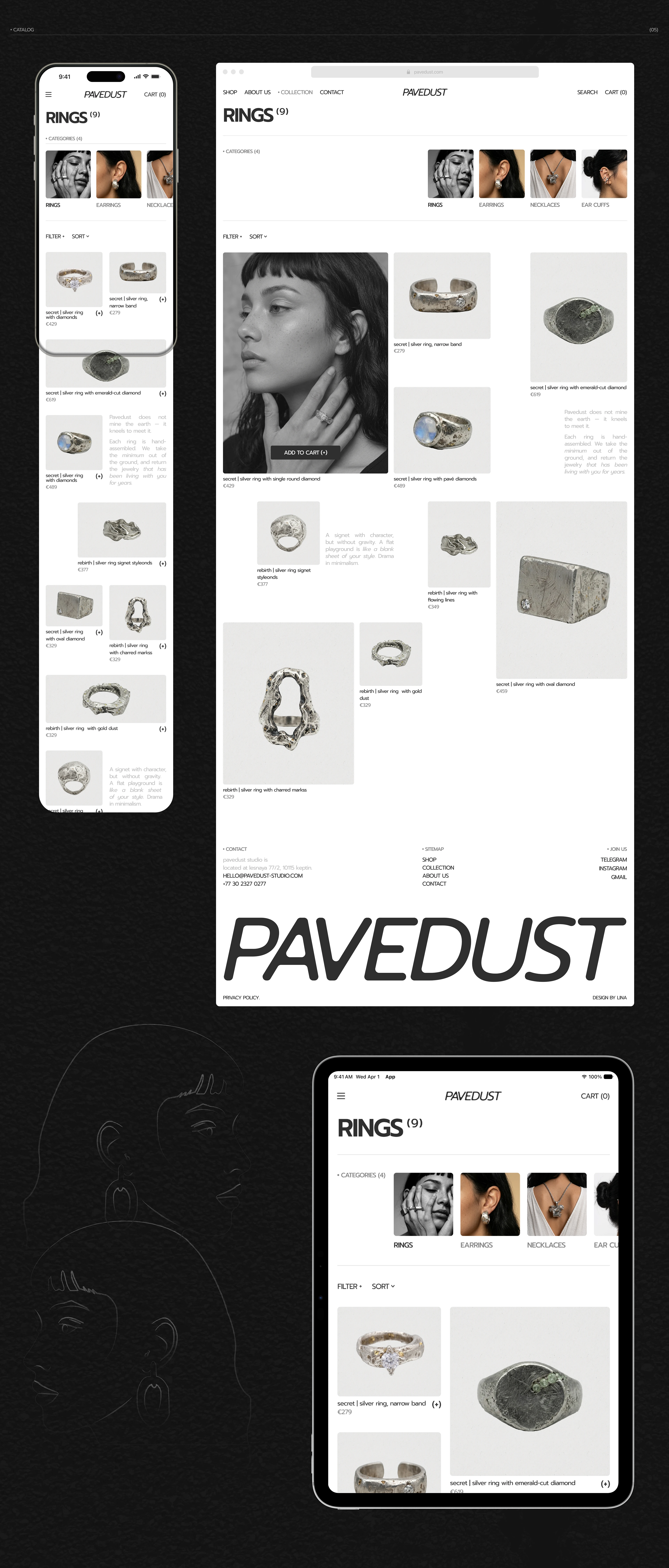PAVEDUST — Jewelry E-Commerce Website / UX UI — Изображение №6 — Интерфейсы, Нейро на Dprofile