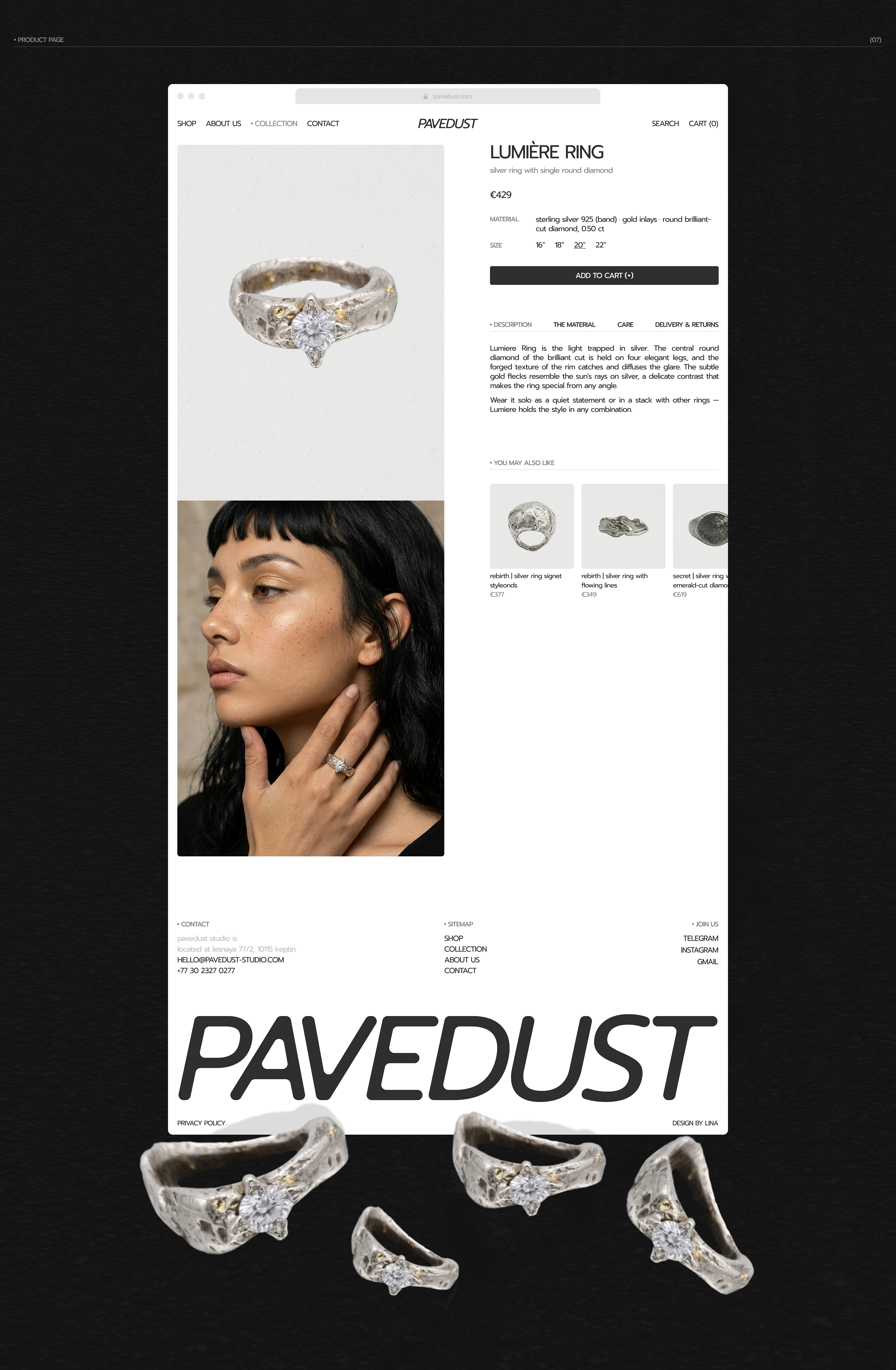 PAVEDUST — Jewelry E-Commerce Website / UX UI — Изображение №10 — Интерфейсы, Нейро на Dprofile