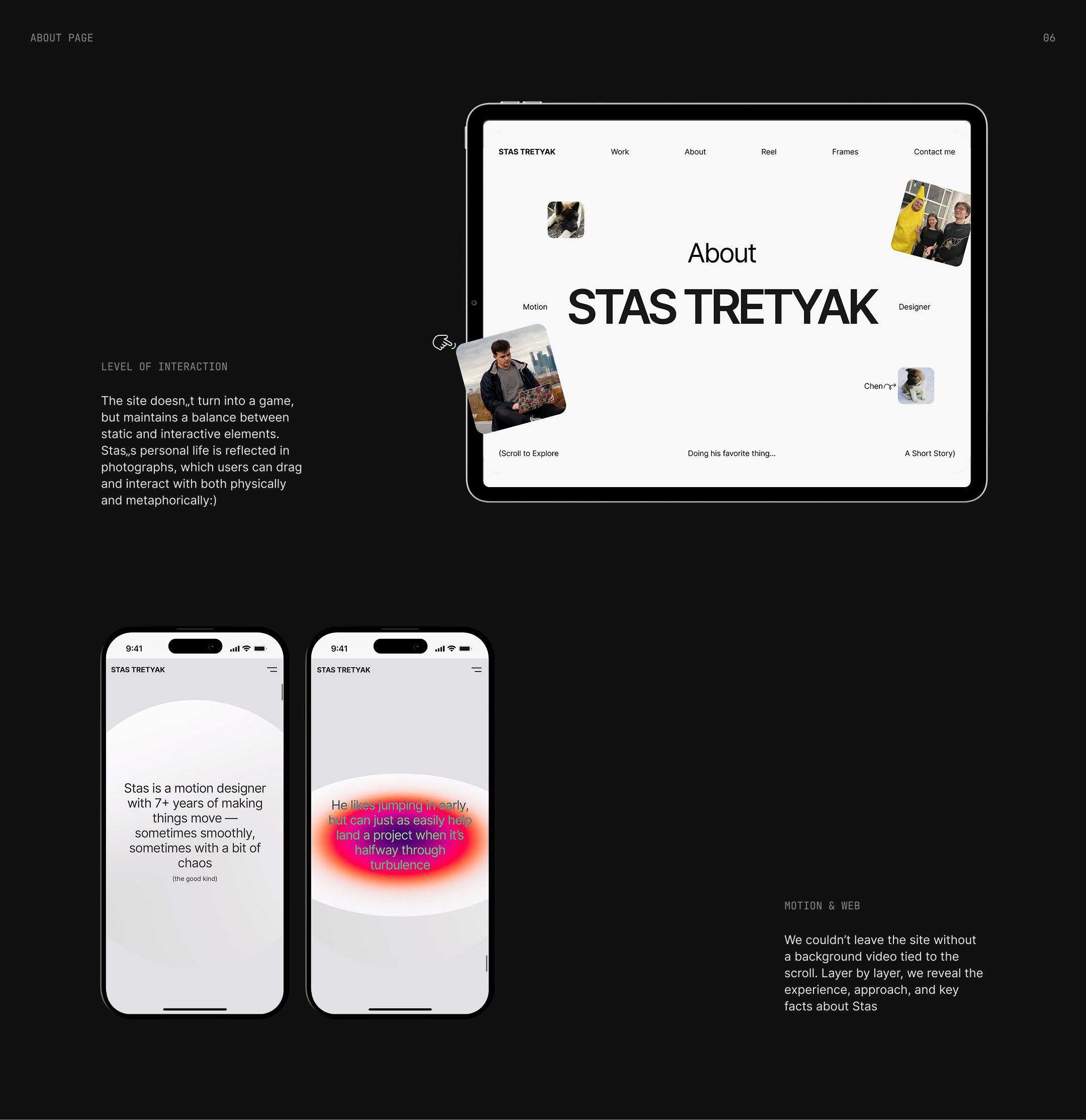 Portfolio site for Stas Tretyak — Изображение №5 — Интерфейсы, Анимация на Dprofile
