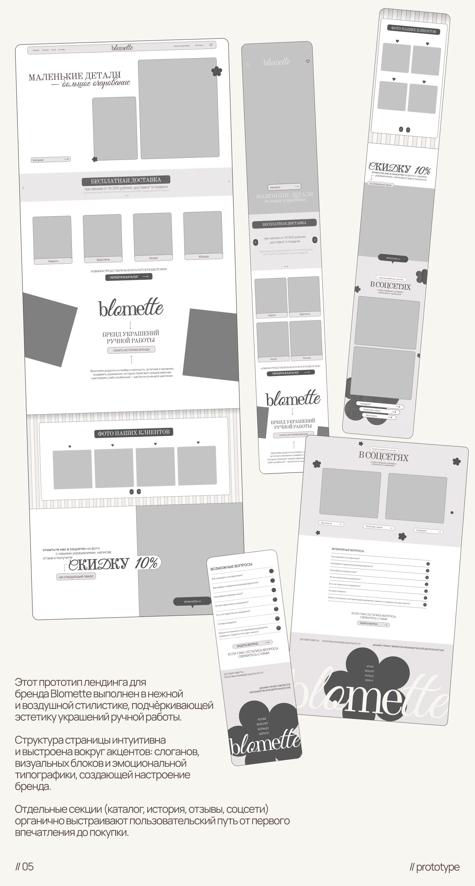 дизайн сайта для бренда украшений / blomette — Изображение №4 — Интерфейсы на Dprofile