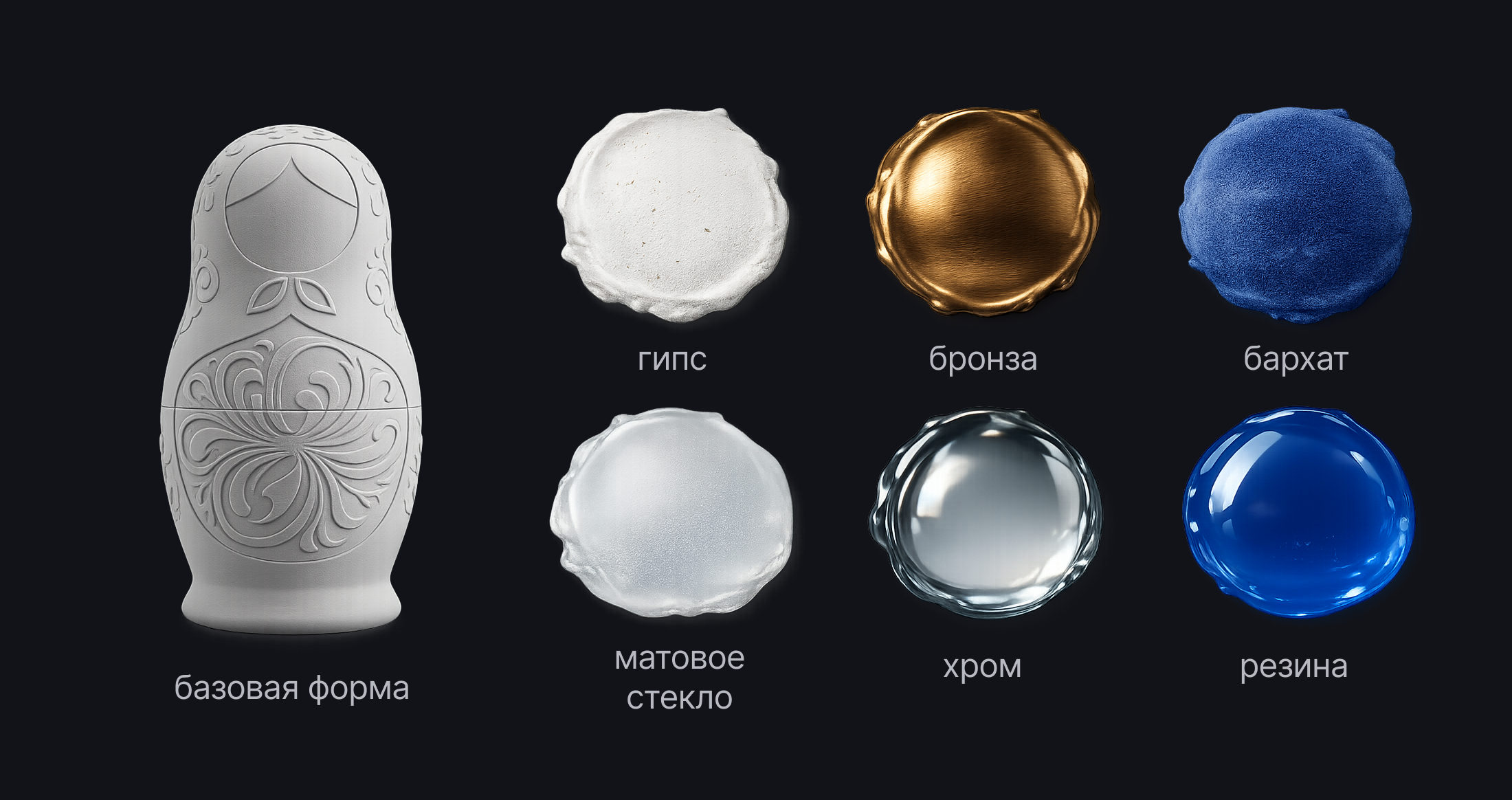 Матрешка. 6 материалов, 1 форма. — Изображение №4 — Графика на Dprofile