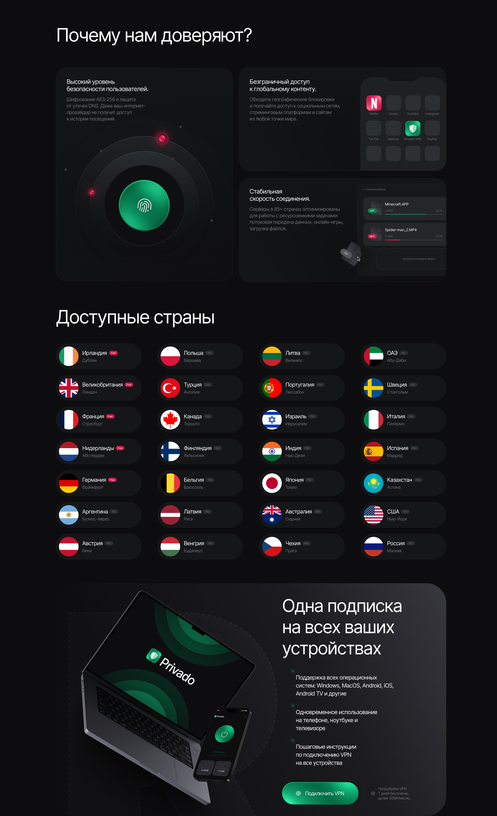 Разработка сайта под ключ — Privado VPN — Изображение №2 — Интерфейсы, Брендинг на Dprofile