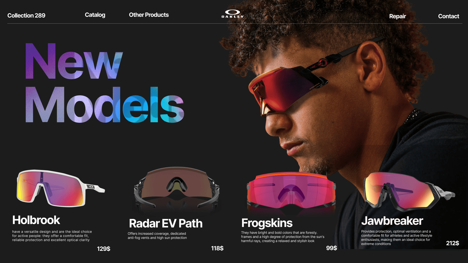 OAKLEY Product Showcase Redesign — Изображение №1 — Интерфейсы, Брендинг на Dprofile