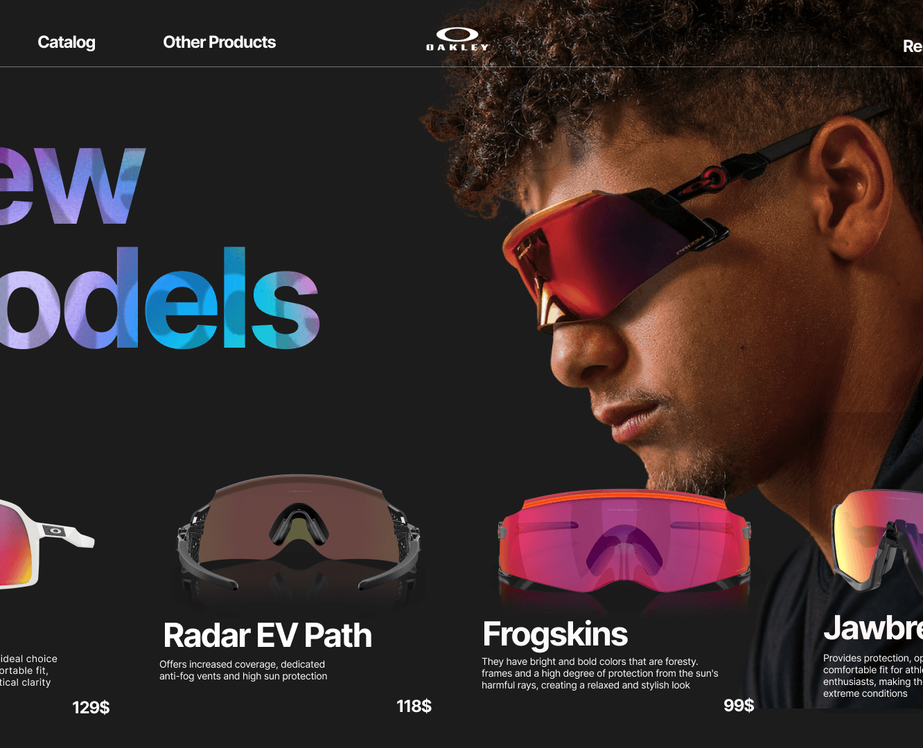 OAKLEY Product Showcase Redesign — Интерфейсы, Брендинг на Dprofile