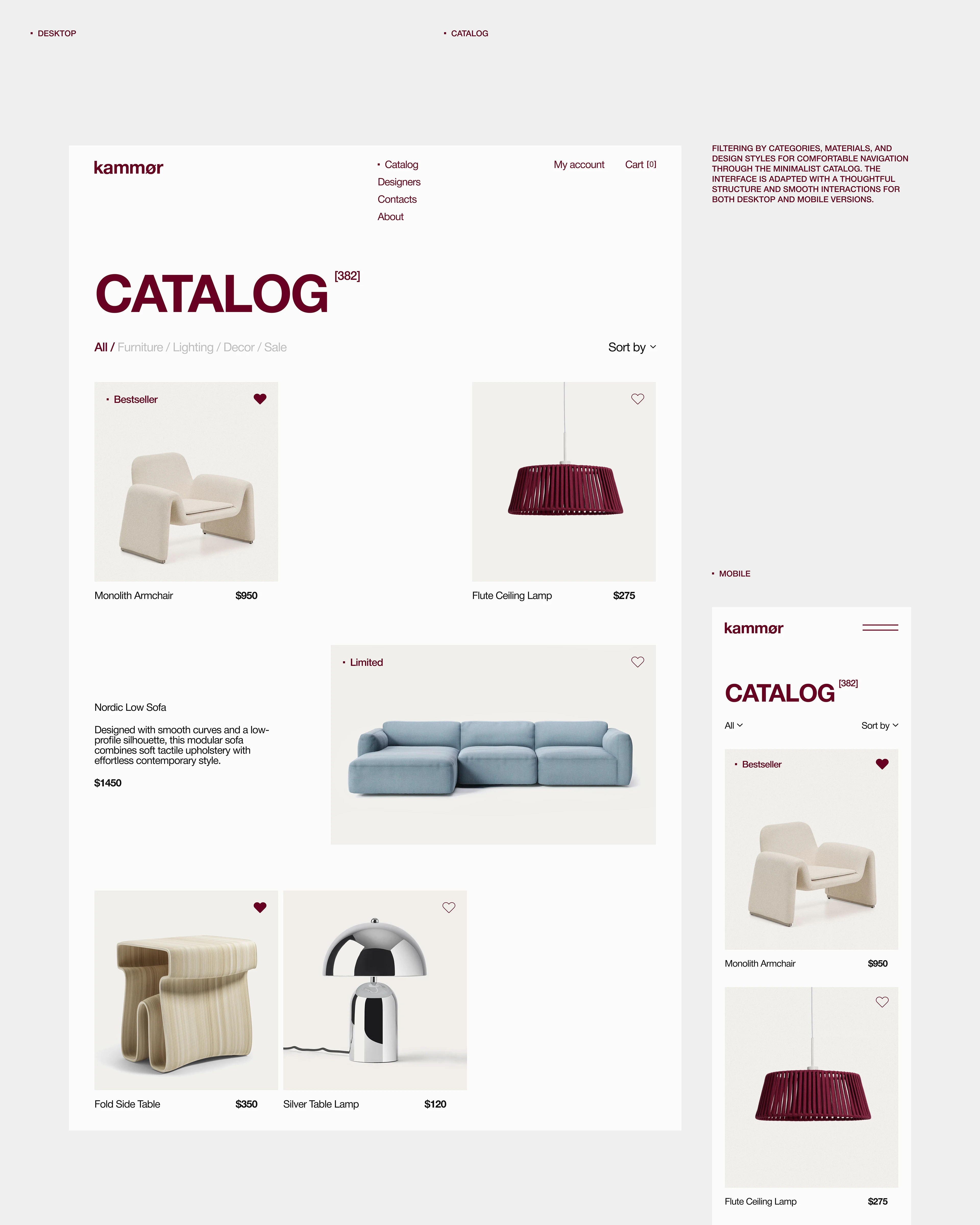 Kammør | furniture store | e-commerce — Изображение №6 — Интерфейсы, Графика на Dprofile