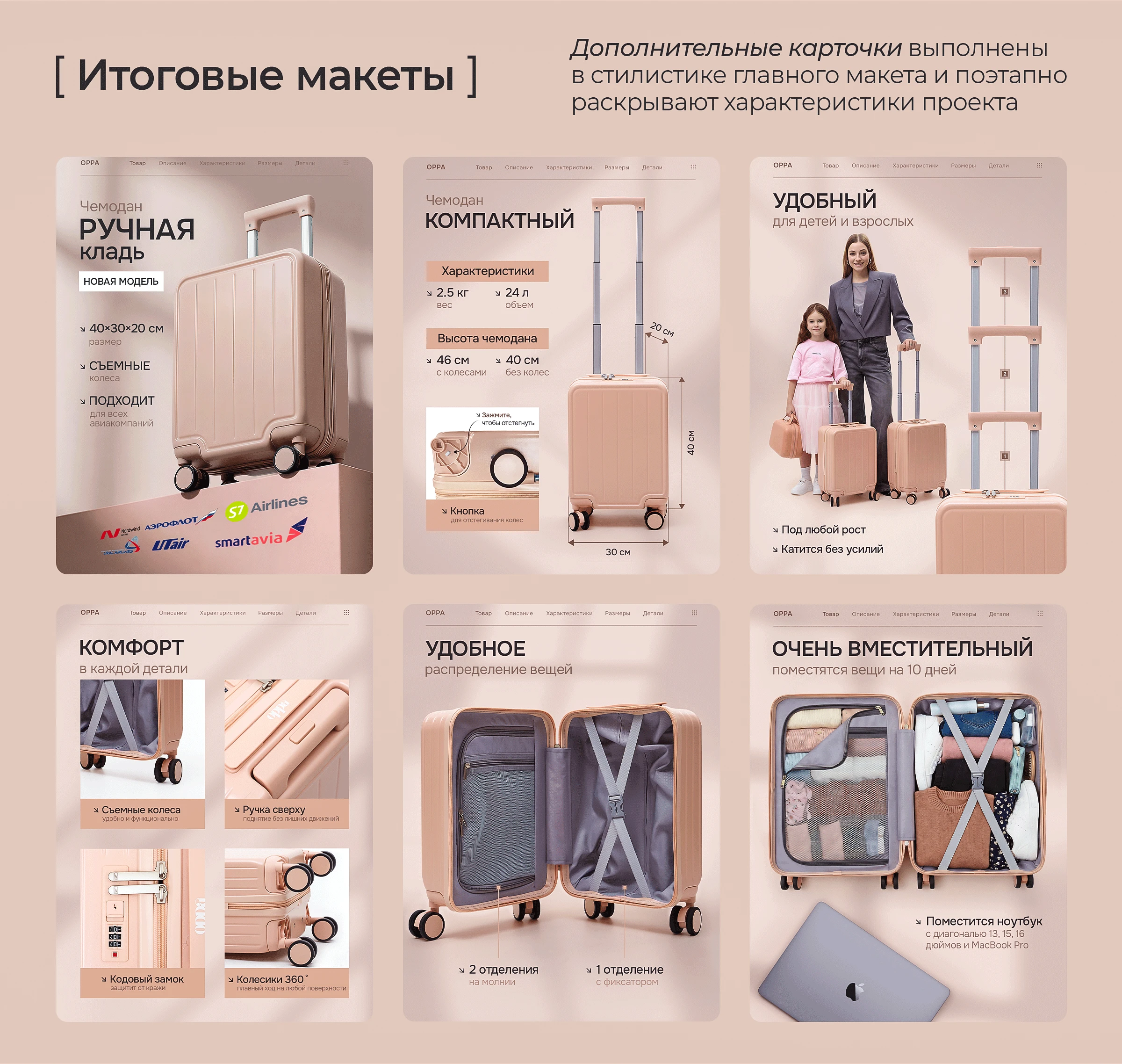 Инфографика карточки товара Чемодан ручная кладь — Изображение №3 — Графика, Маркетинг на Dprofile