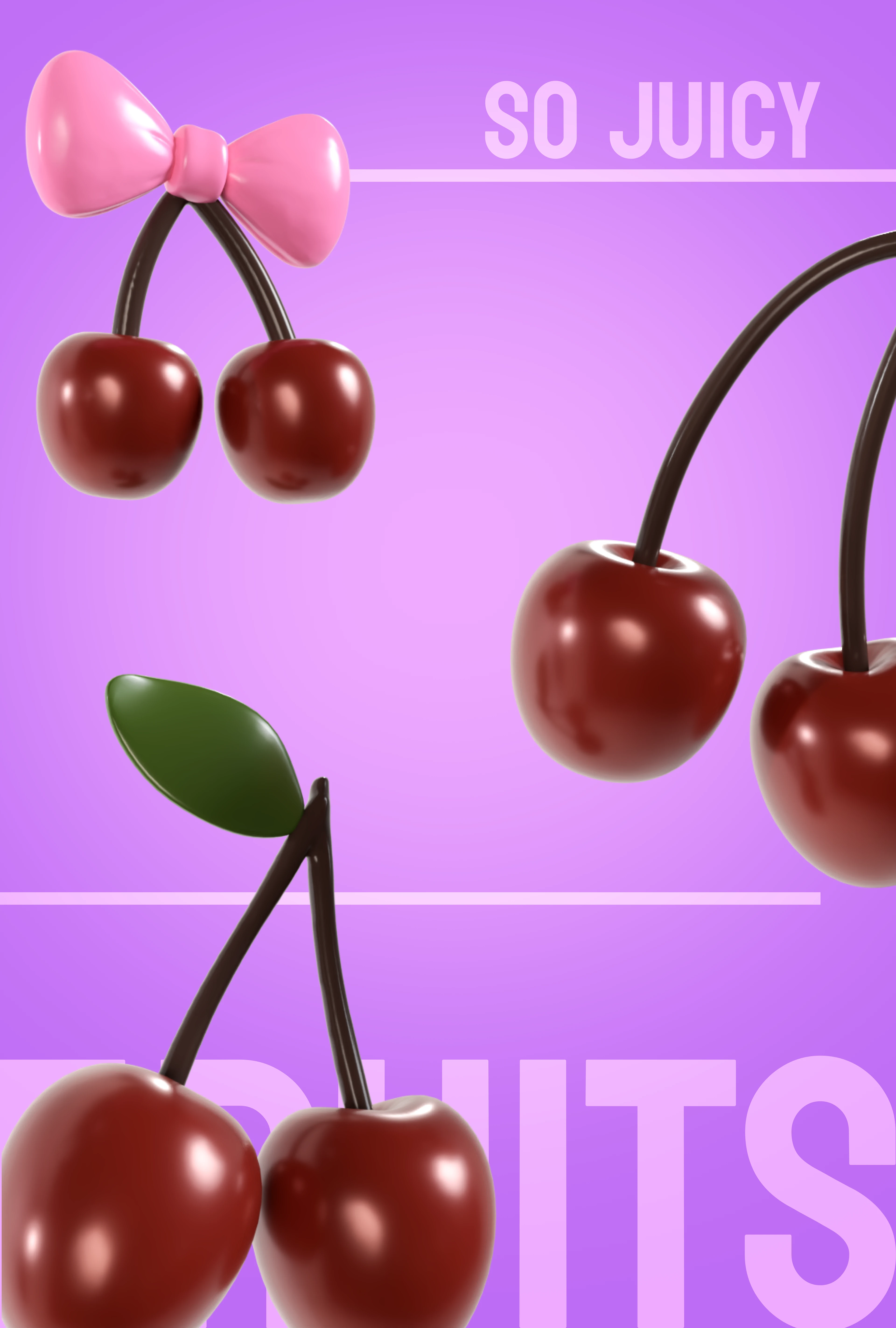 So Juicy Fruits - Cherry Poster — Изображение №6 — Графика, 3D на Dprofile