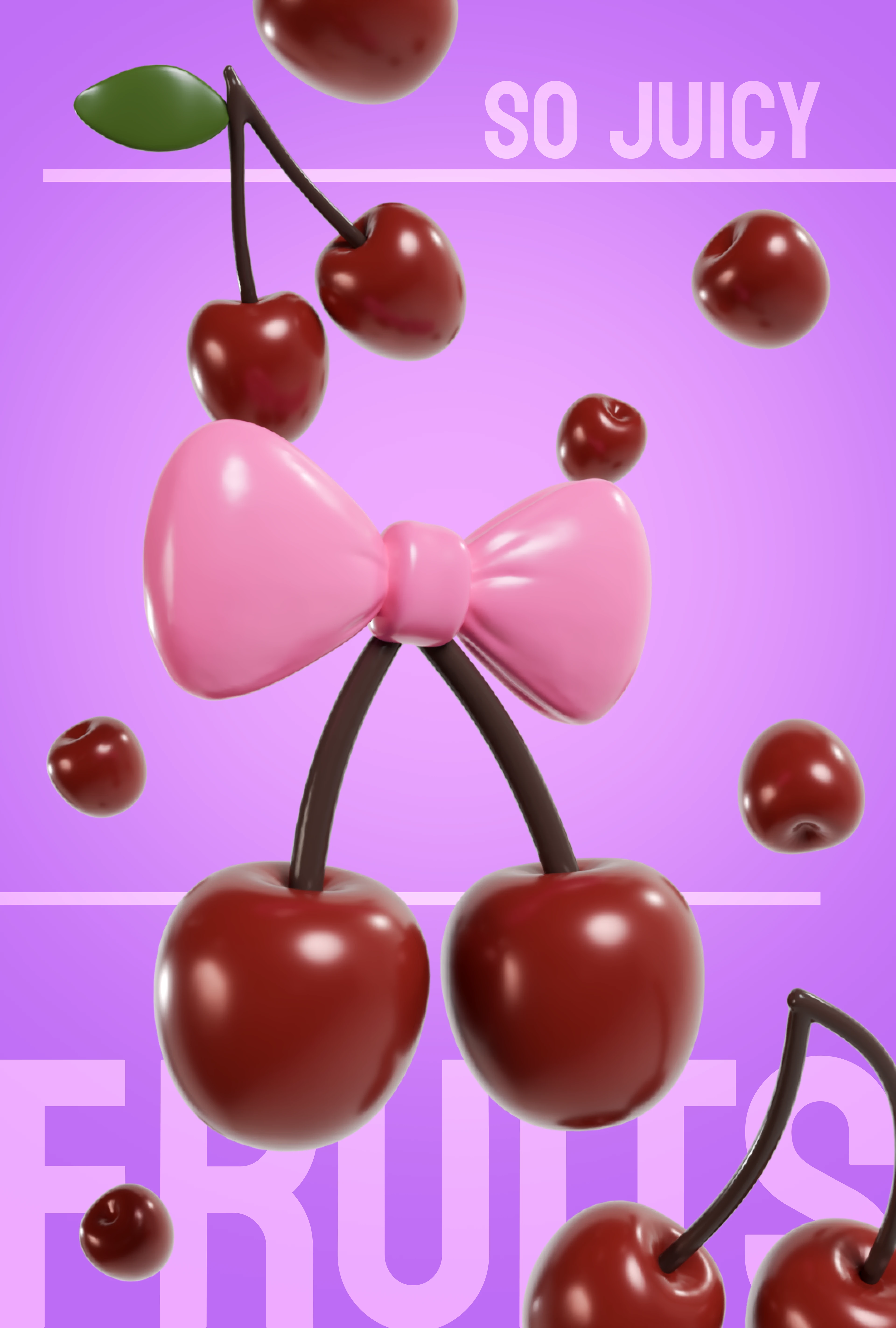 So Juicy Fruits - Cherry Poster — Изображение №1 — Графика, 3D на Dprofile