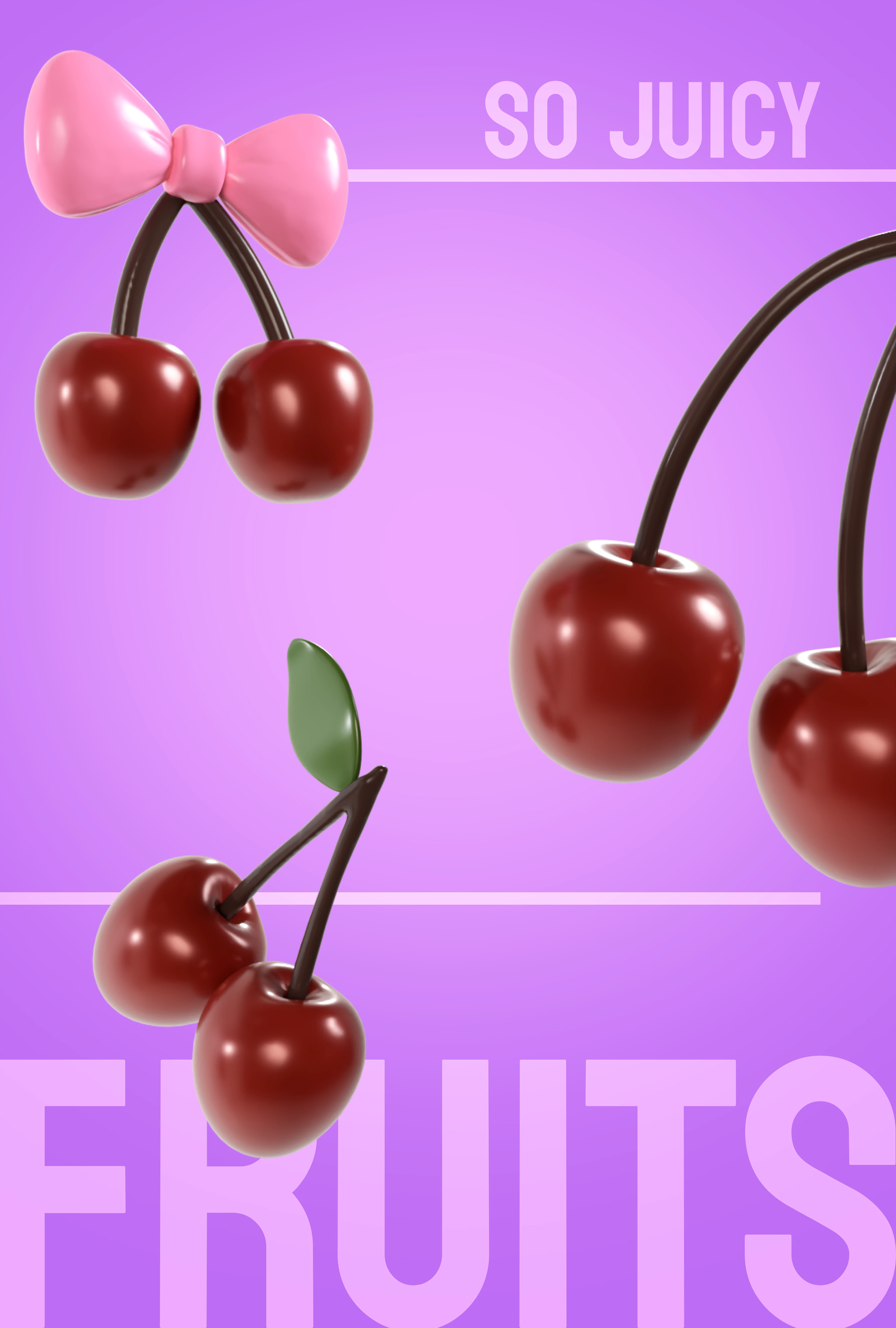 So Juicy Fruits - Cherry Poster — Изображение №4 — Графика, 3D на Dprofile