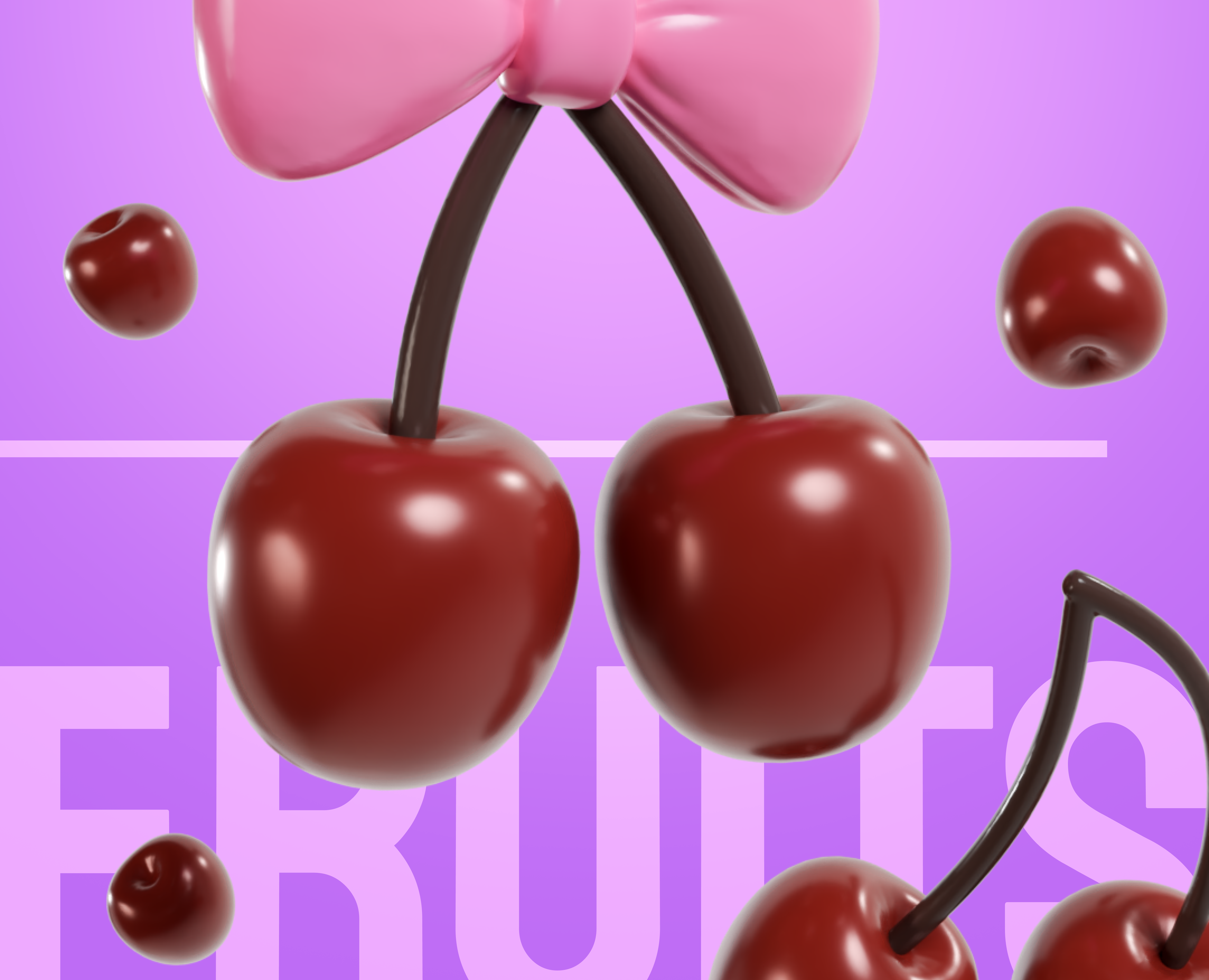 So Juicy Fruits - Cherry Poster — Графика, 3D на Dprofile