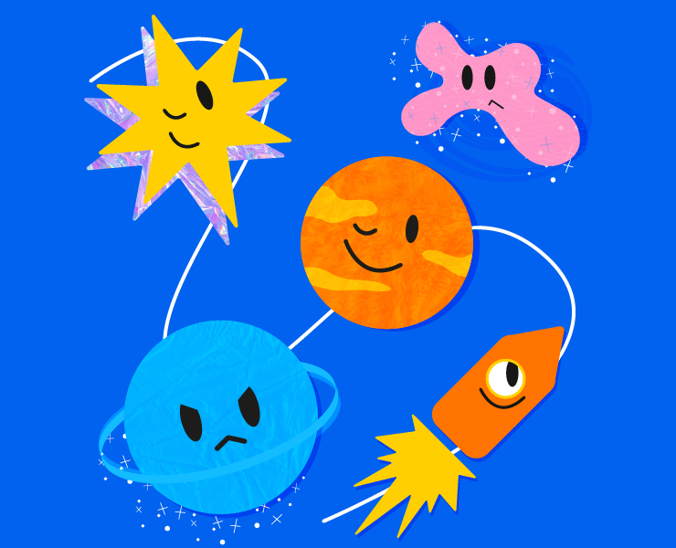 Персонажи для Edtech в космической тематике — Брендинг, Иллюстрация на Dprofile