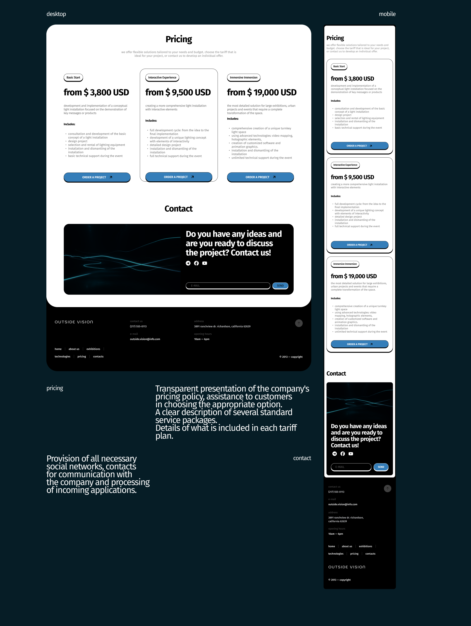 Corporate website of Outside Vision company — Изображение №4 — Интерфейсы, Брендинг на Dprofile