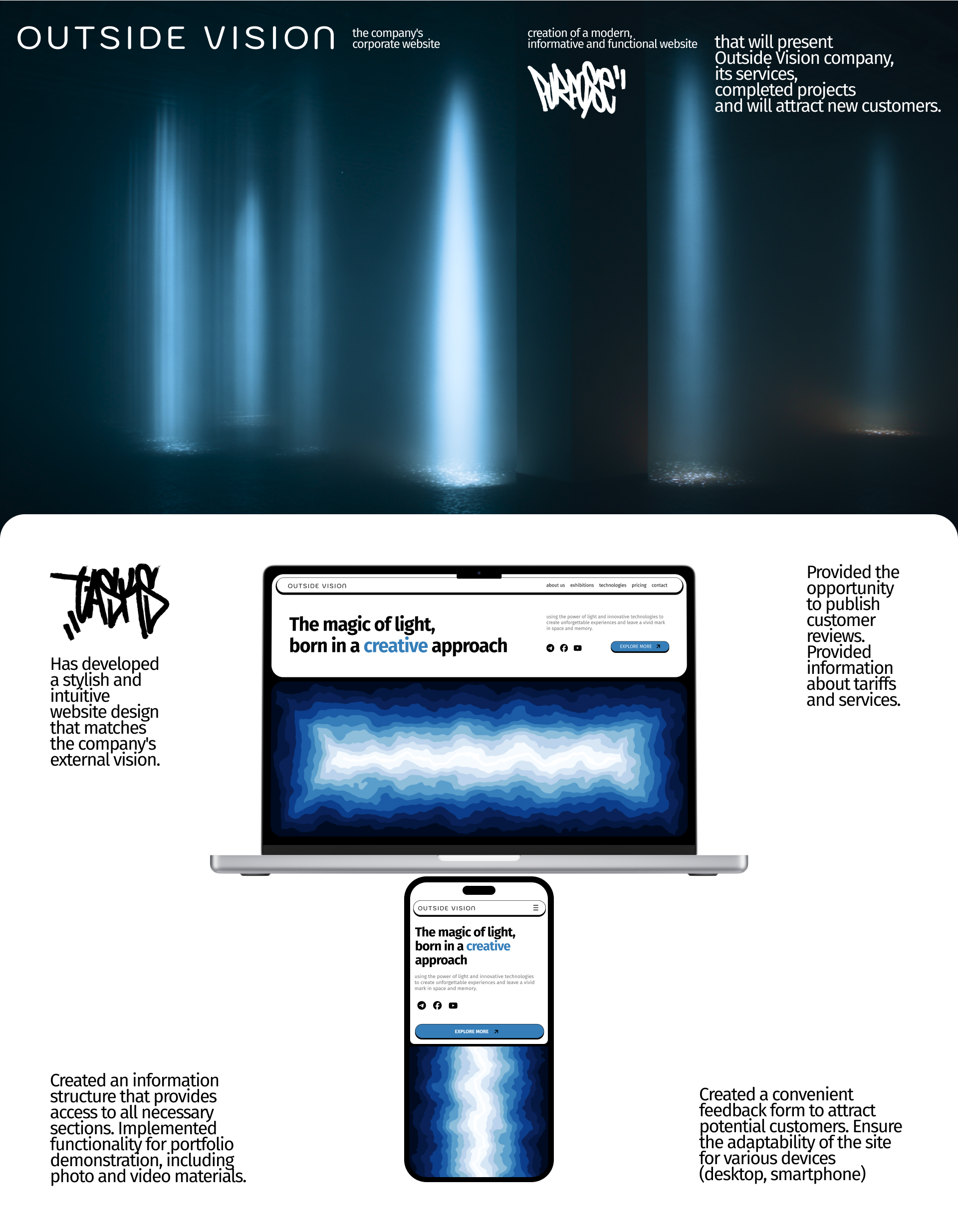 Corporate website of Outside Vision company — Изображение №1 — Интерфейсы, Брендинг на Dprofile