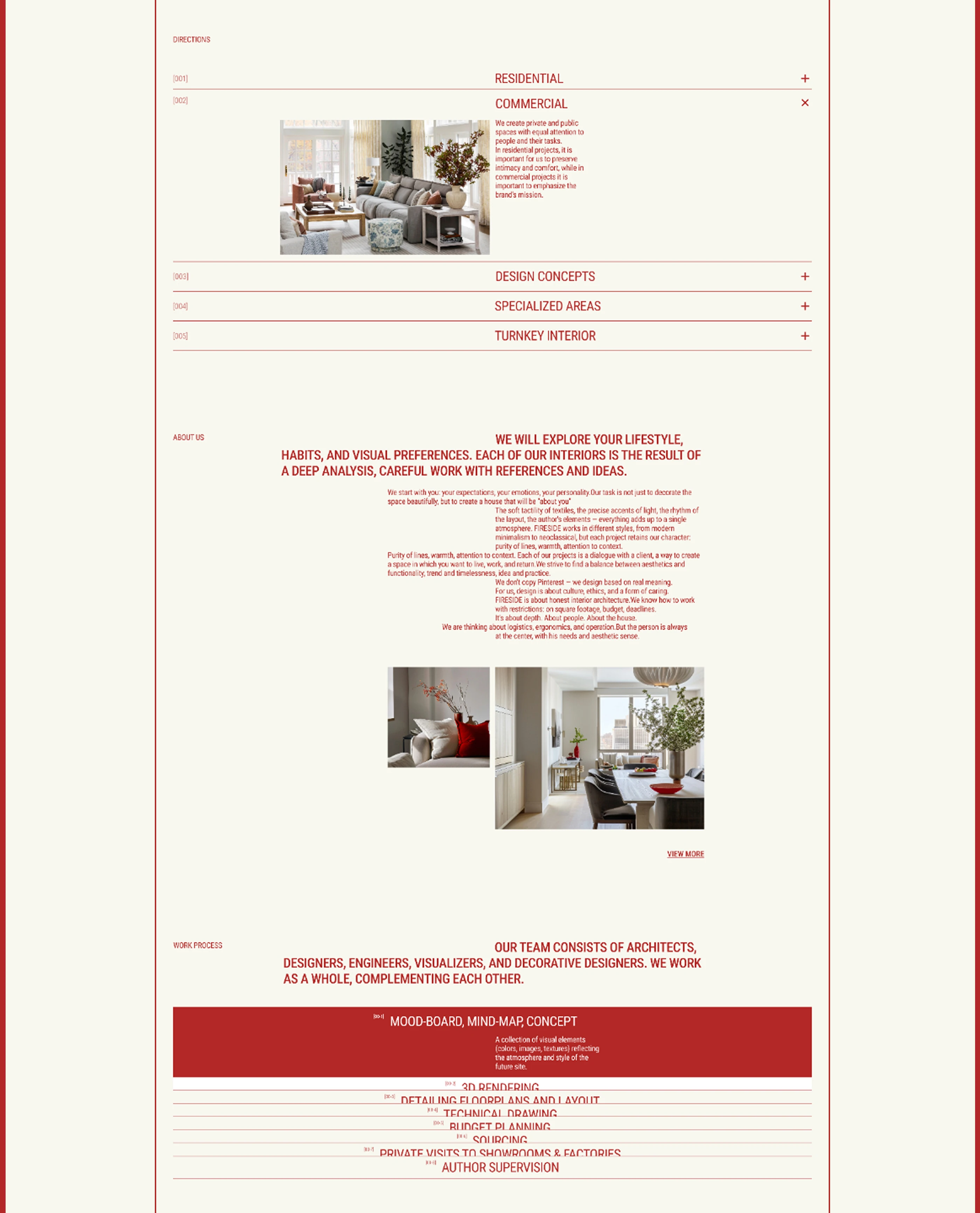 Website concept FIRESTUDIO — interior design studio — Изображение №3 — Интерфейсы на Dprofile
