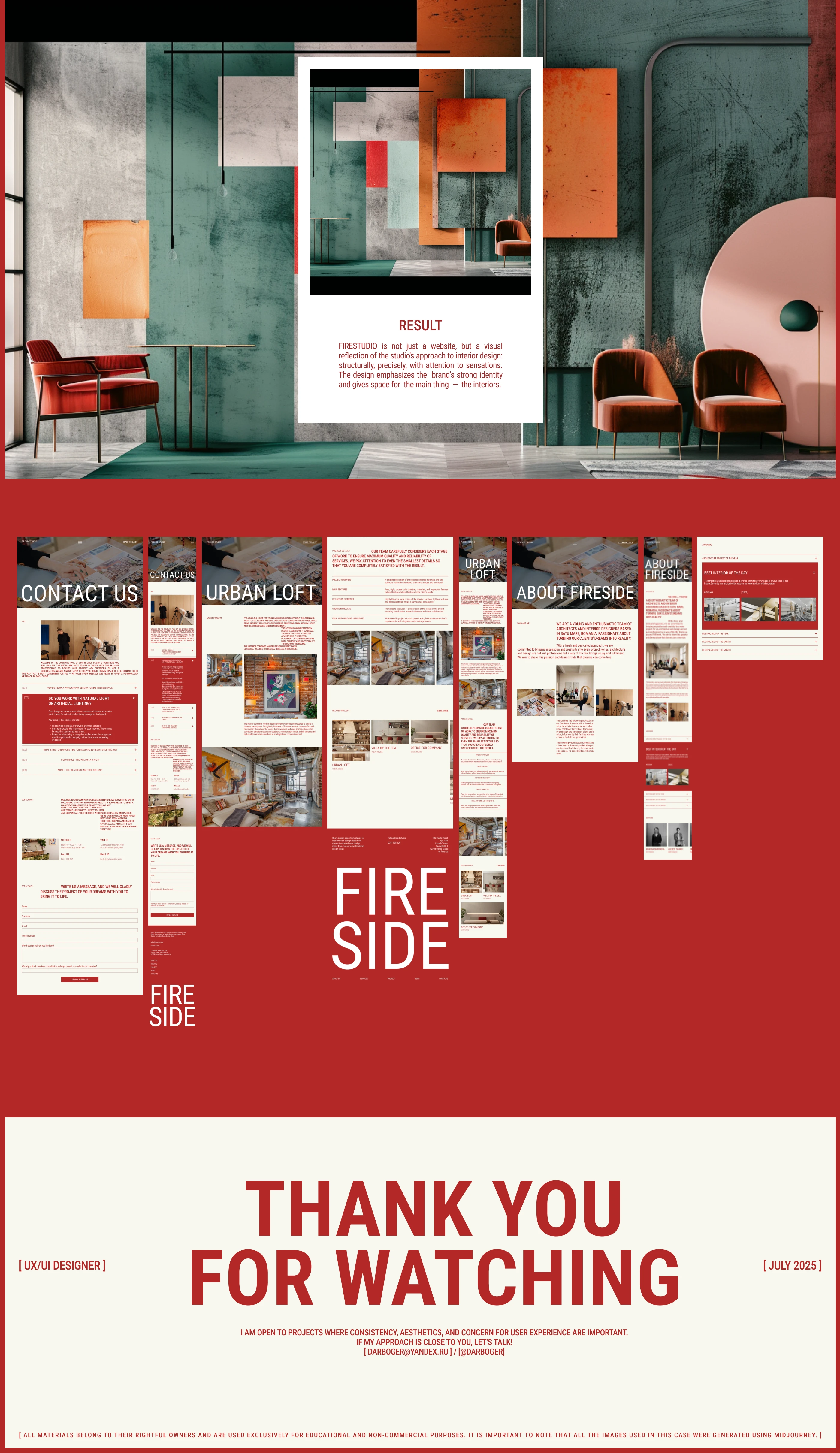 Website concept FIRESTUDIO — interior design studio — Изображение №10 — Интерфейсы на Dprofile