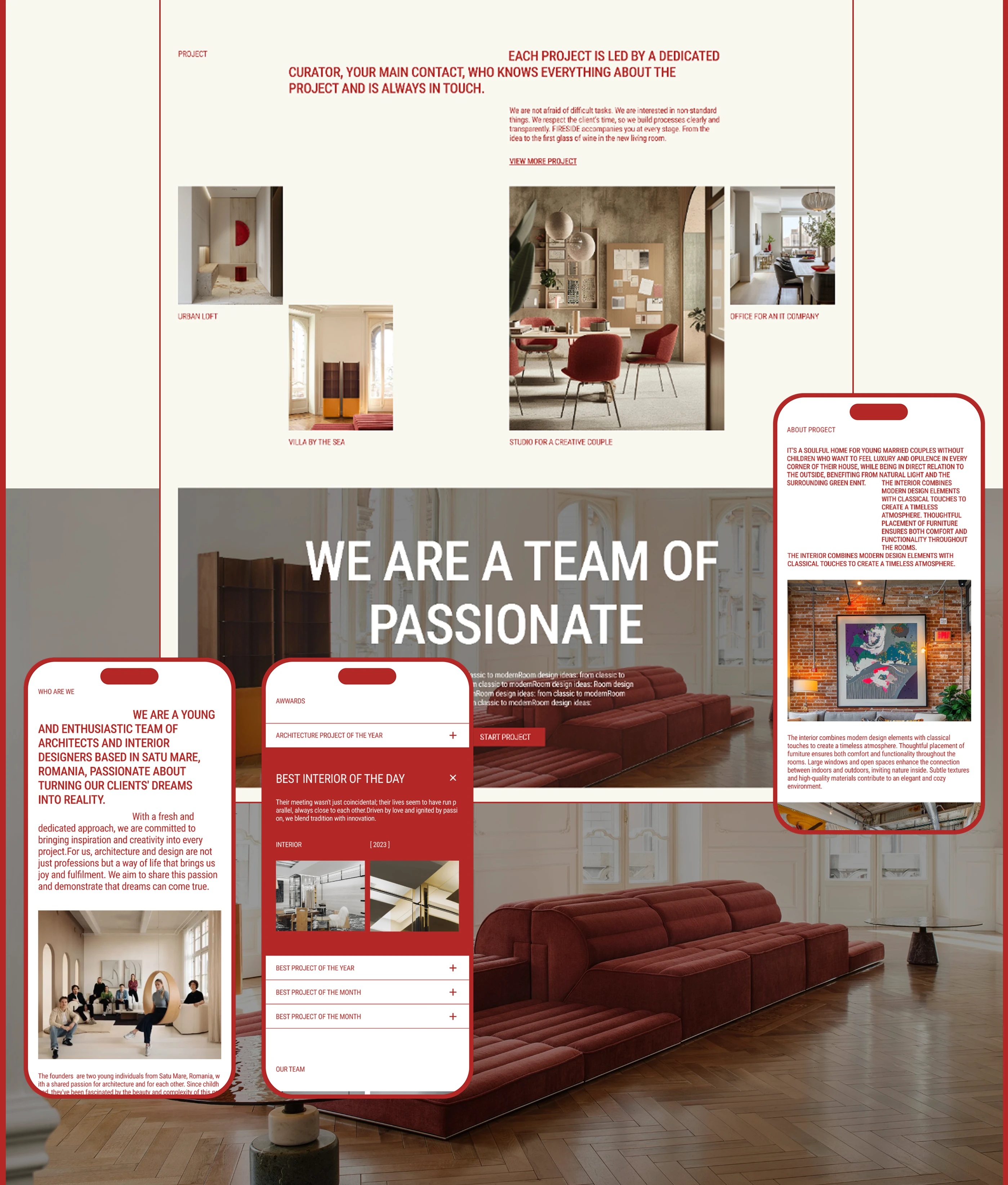 Website concept FIRESTUDIO — interior design studio — Изображение №4 — Интерфейсы на Dprofile