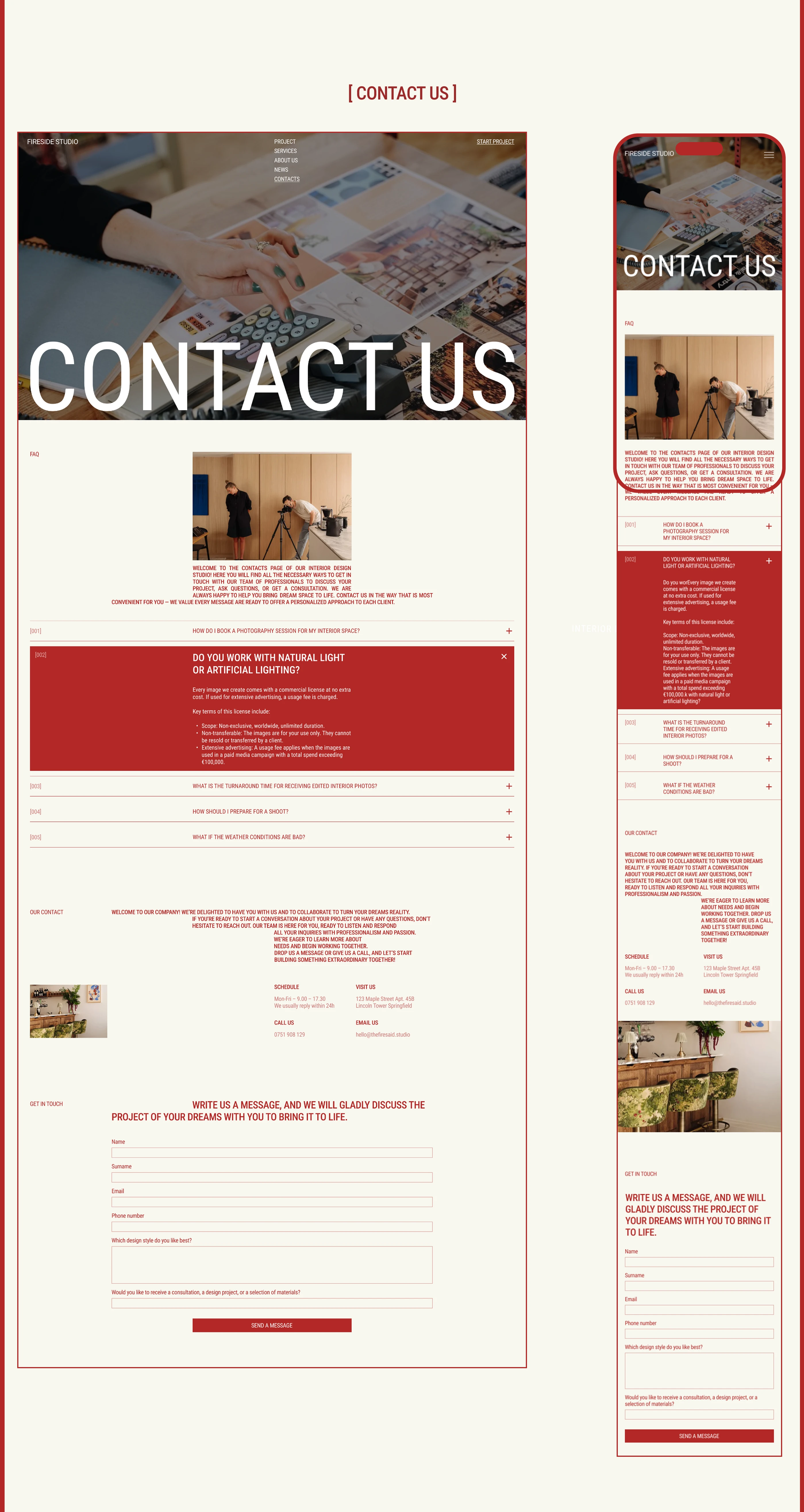 Website concept FIRESTUDIO — interior design studio — Изображение №7 — Интерфейсы на Dprofile