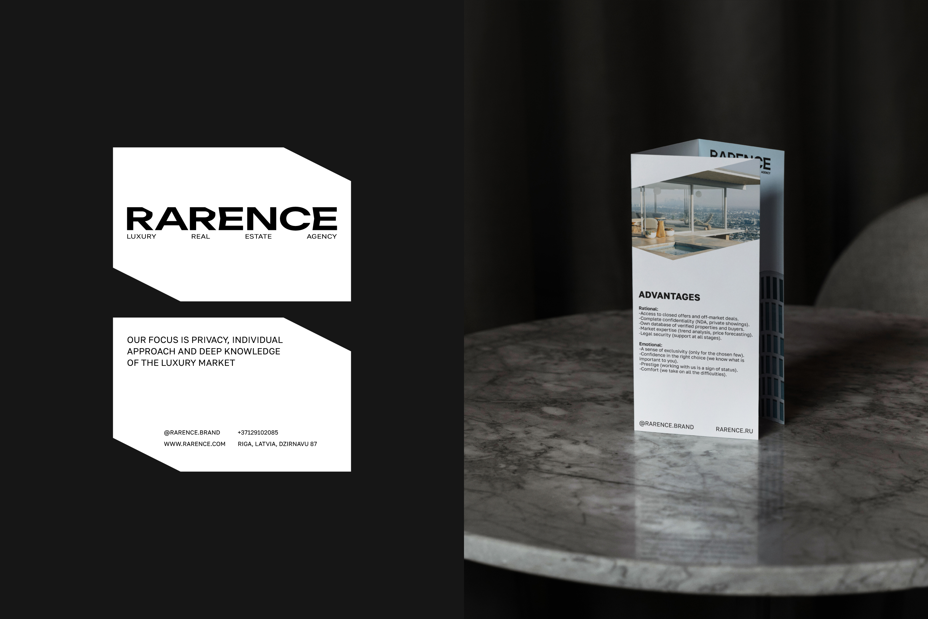 RARENCE/LUXURY REAL ESTATE AGENCY — Изображение №3 — Брендинг, Графика на Dprofile