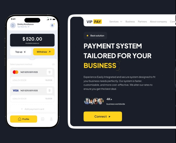 VIP PAY - Fintech / Mobile App — Интерфейсы на Dprofile