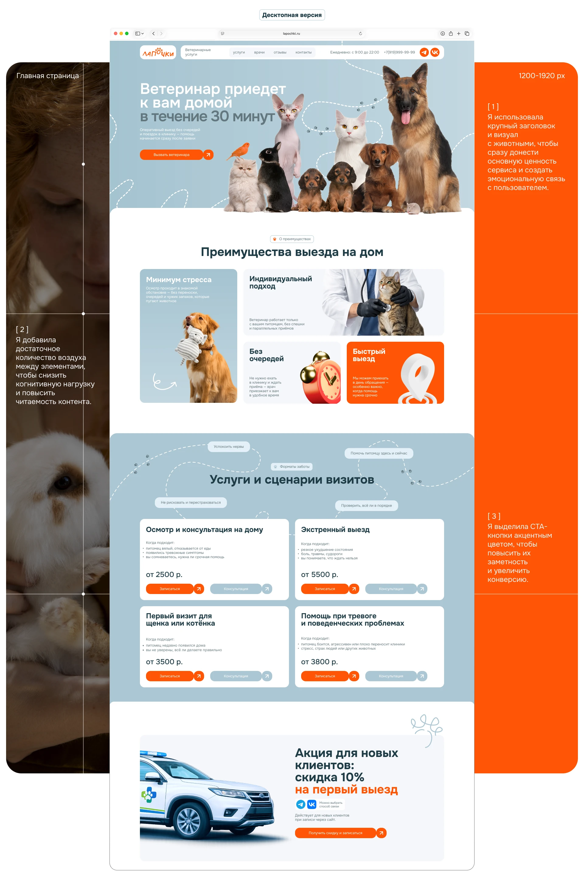 Дизайн сайта ветеринарной помощи на дому — Изображение №6 — Интерфейсы, Брендинг на Dprofile