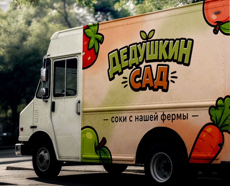 Фирменный стиль для линейки соков прямого отжима "Дедушкин сад" — Брендинг на Dprofile