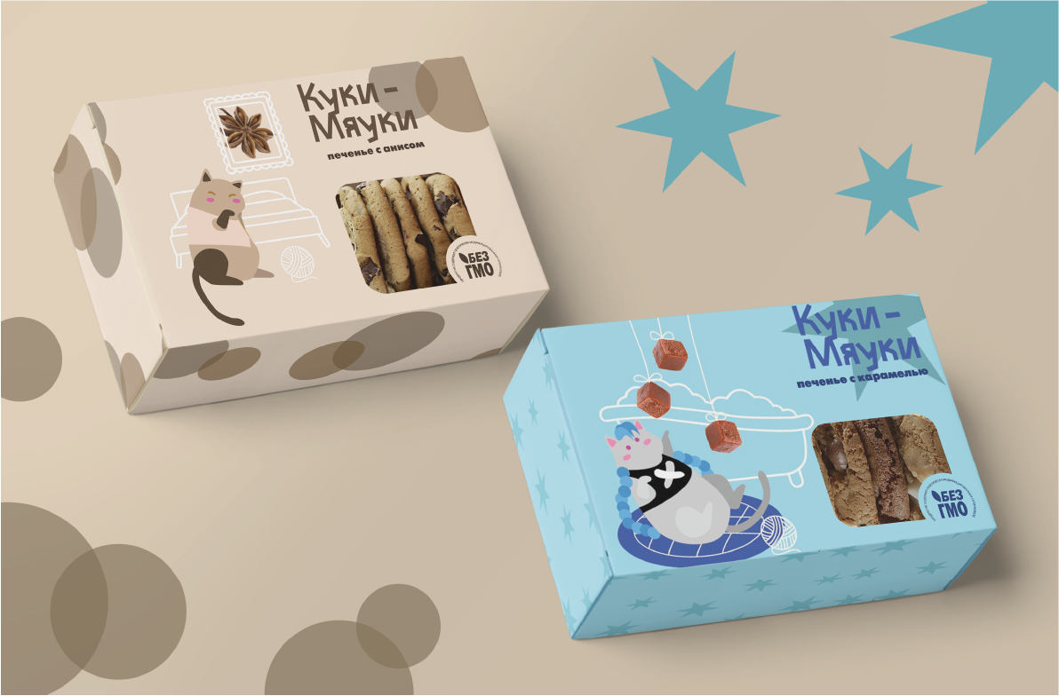 Упаковки печенья "Куки-Мяуки" — Изображение №2 — Брендинг, Иллюстрация на Dprofile