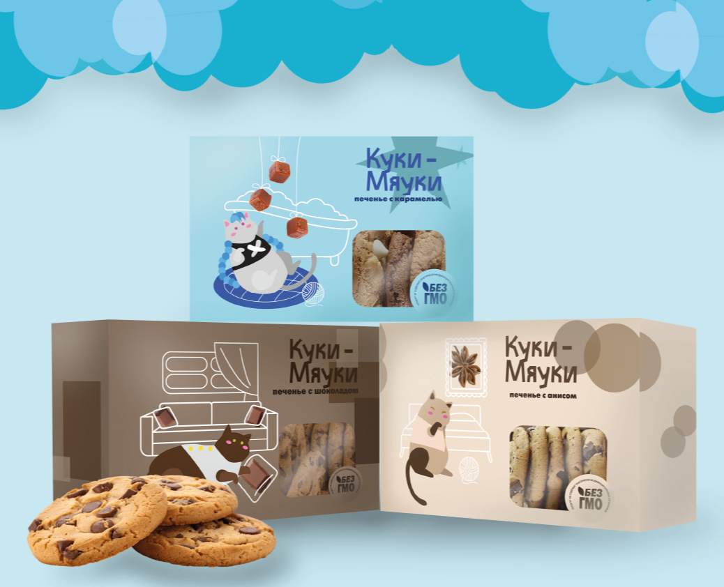 Упаковки печенья "Куки-Мяуки" на Dprofile