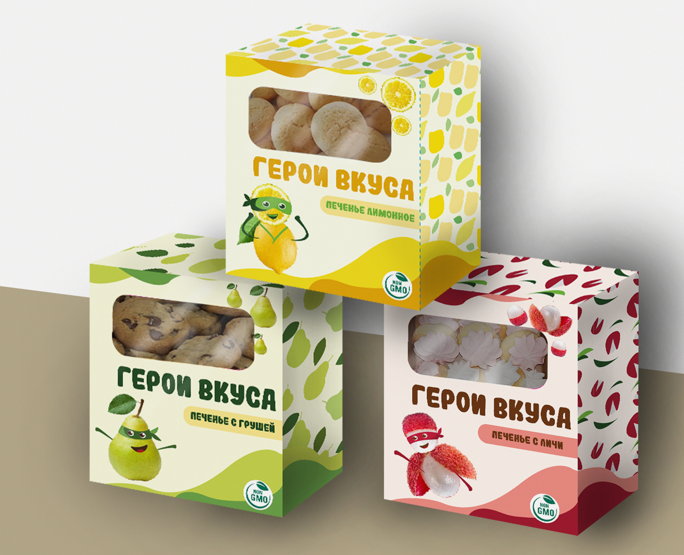 Серия упаковок печенья "Герои вкуса" на Dprofile