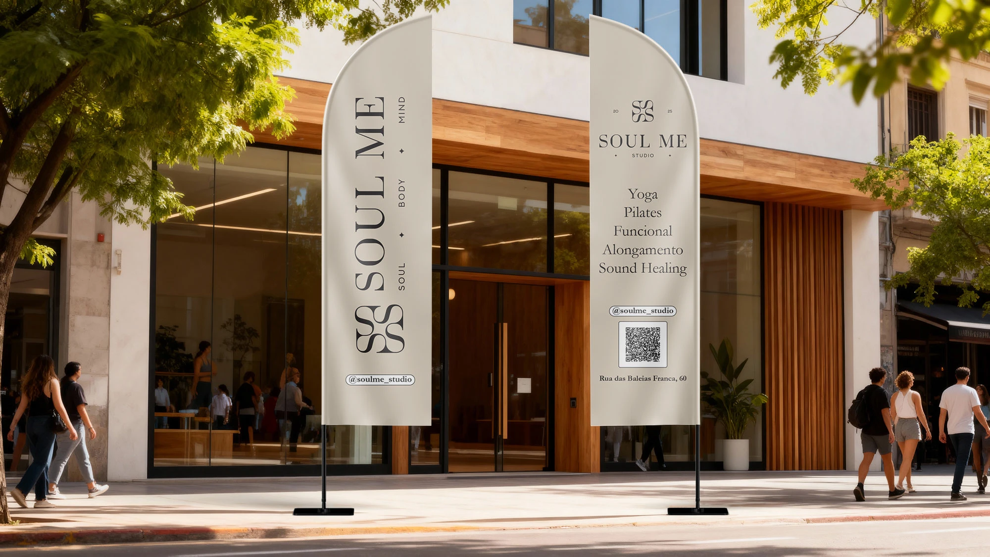 Дизайн флага-пера для студии пилатеса и йоги "SOUL ME". — Изображение №1 — Брендинг, Графика на Dprofile