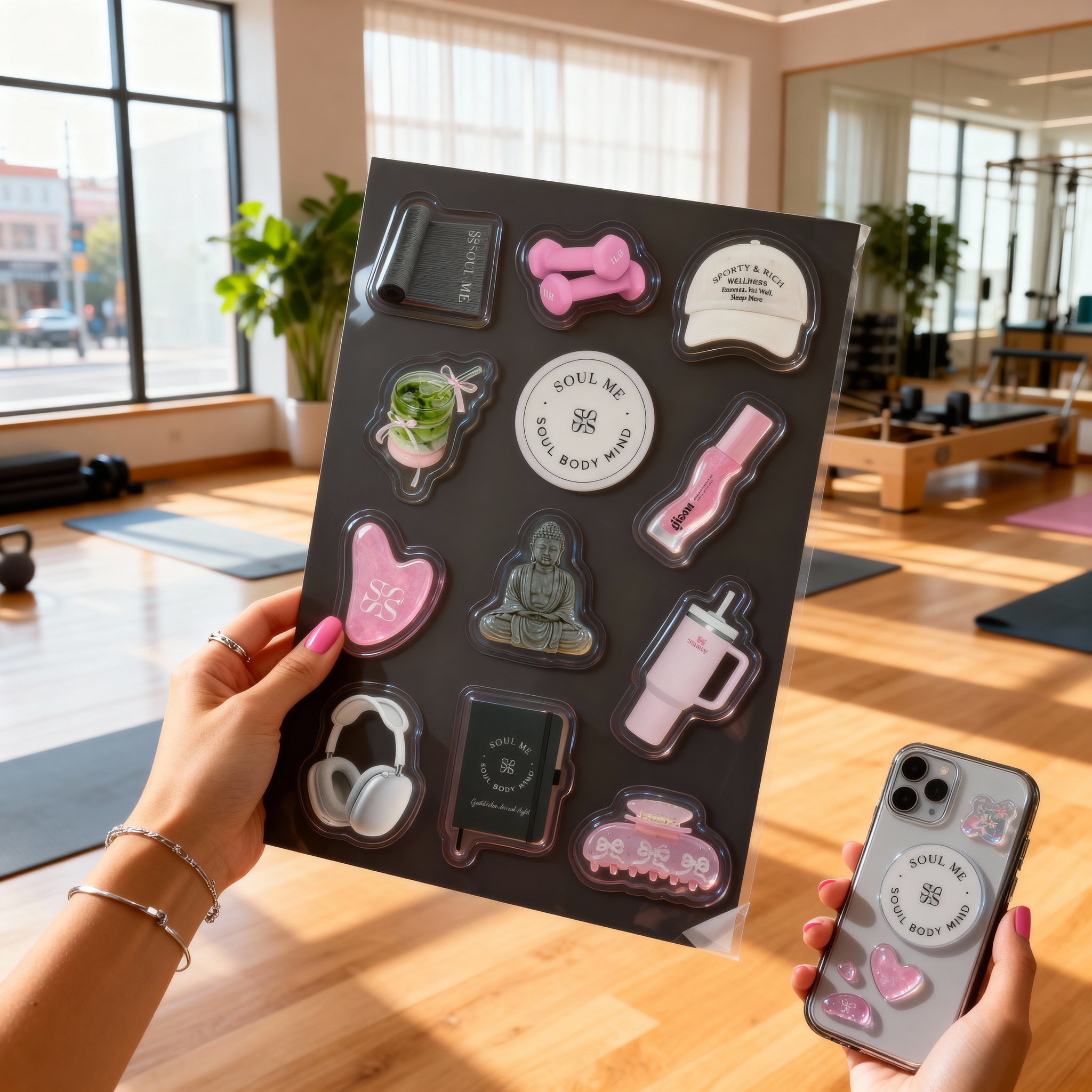 Наклейки для студии пилатеса и йоги "SOUL ME". — Изображение №1 — Брендинг, Графика на Dprofile