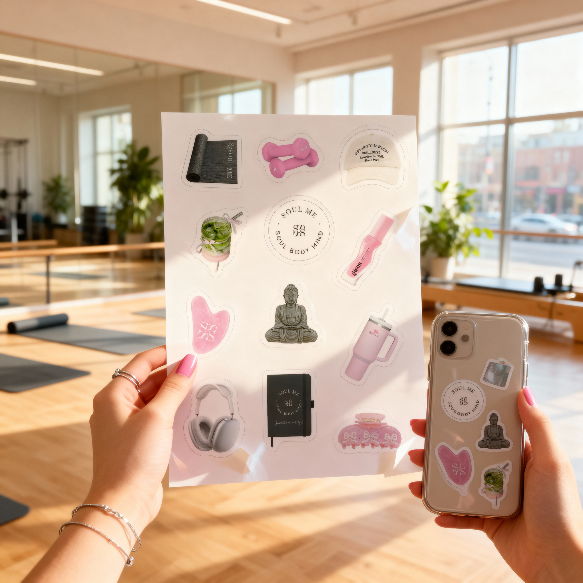 Наклейки для студии пилатеса и йоги "SOUL ME". — Изображение №2 — Брендинг, Графика на Dprofile