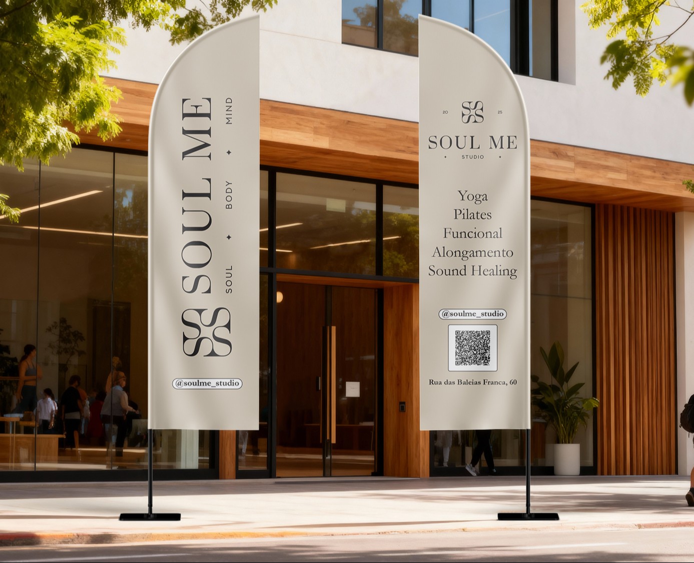 Дизайн флага-пера для студии пилатеса и йоги "SOUL ME". — Брендинг, Графика на Dprofile