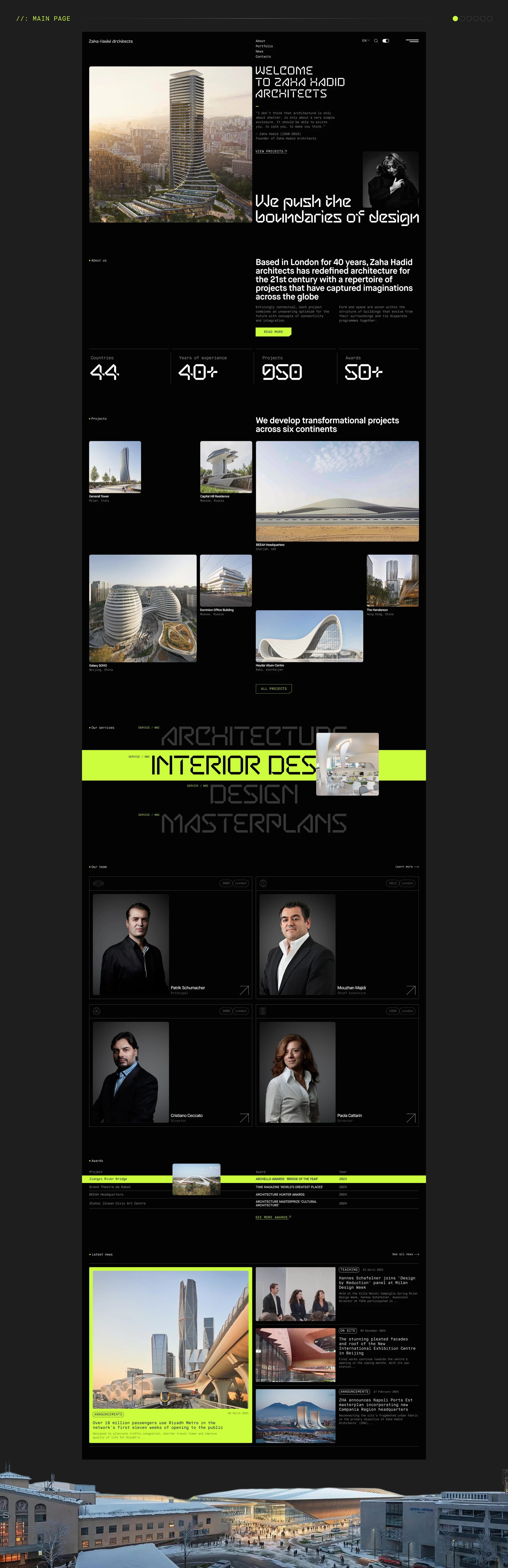 Zaha Hadid Architects website redesign — Изображение №2 — Интерфейсы, Анимация на Dprofile