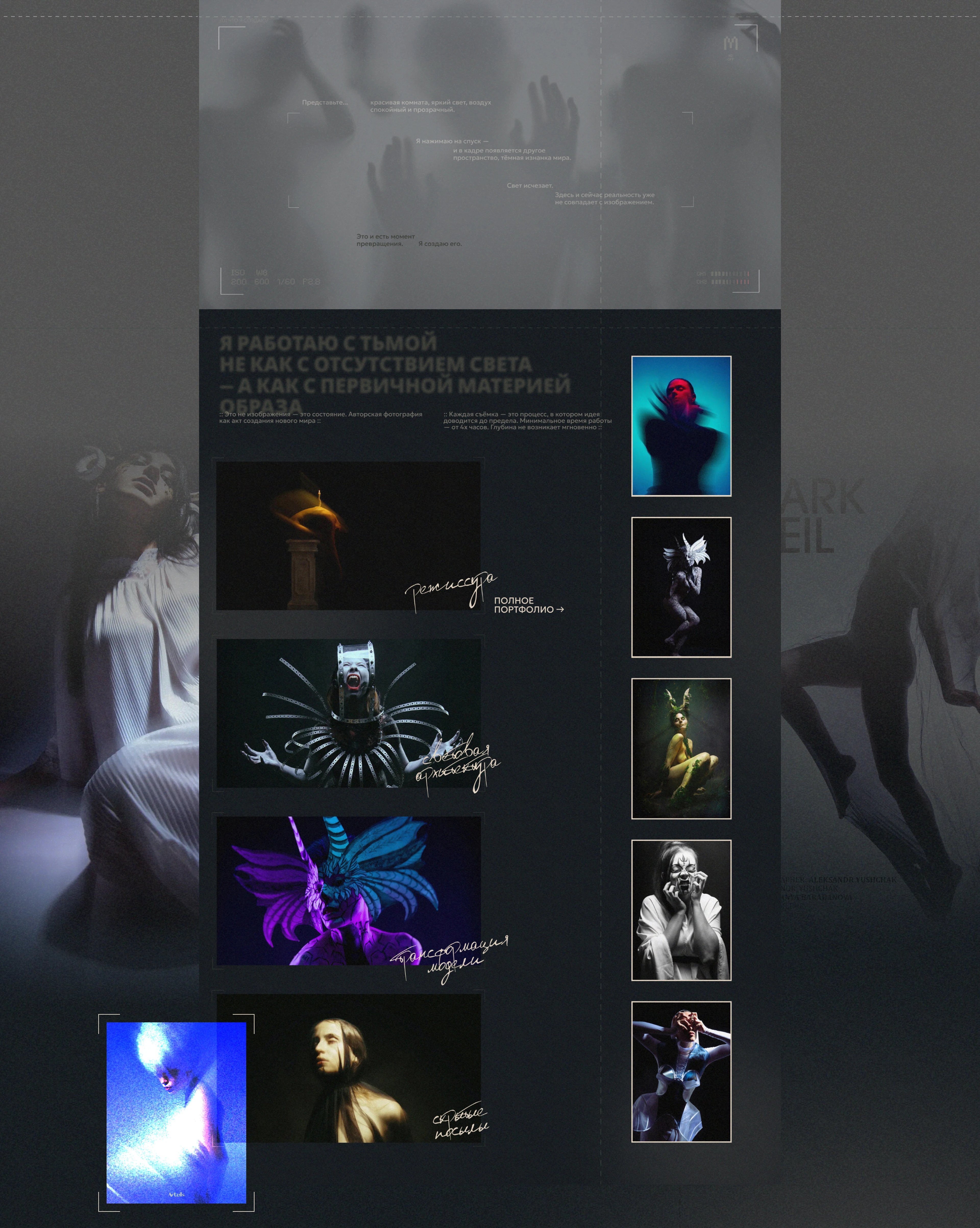 Сайт-портфолио фотохудожника / Photo artist portfolio website — Изображение №3 — Интерфейсы, Брендинг на Dprofile