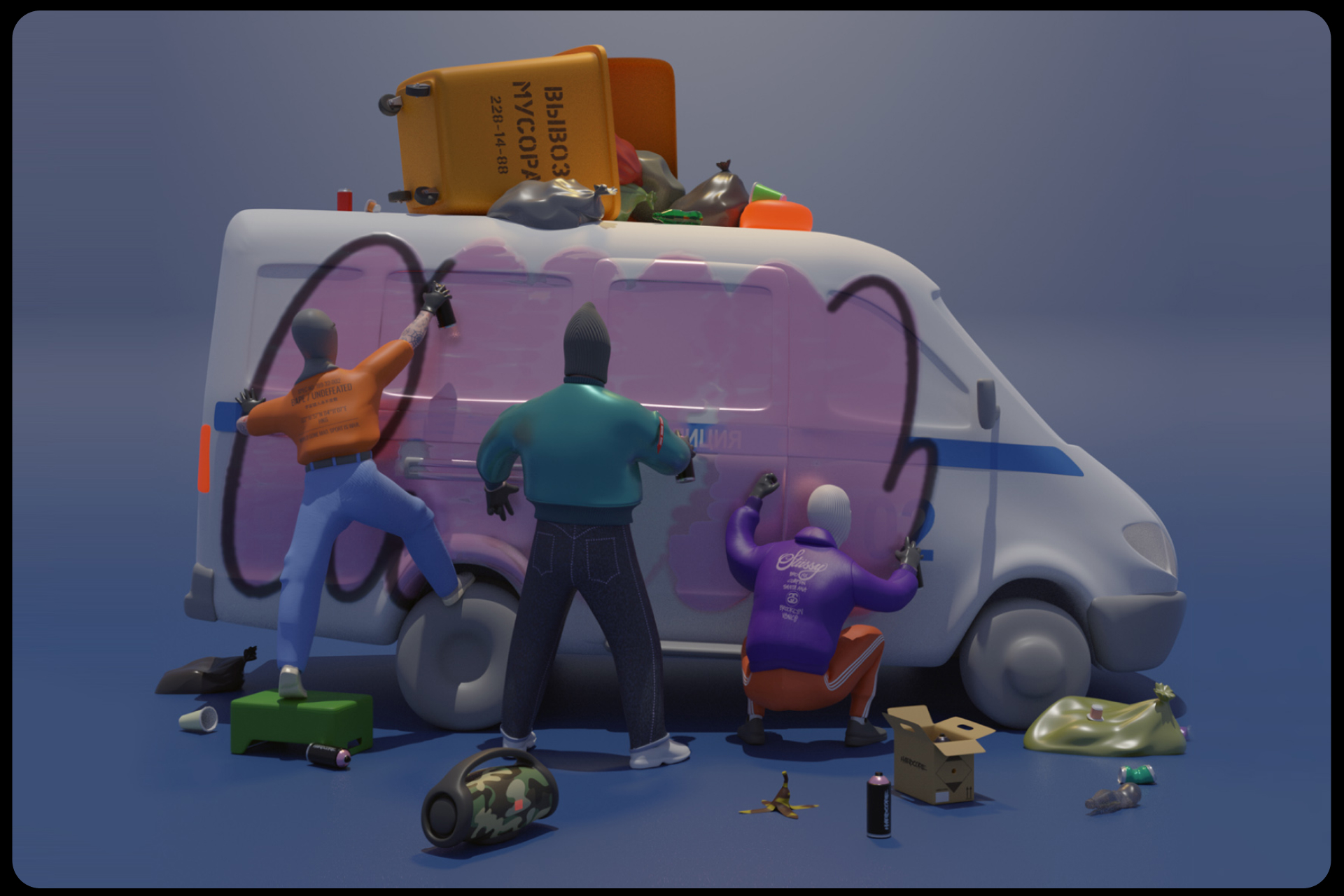 3D graffiti team — Изображение №1 — Иллюстрация, 3D на Dprofile