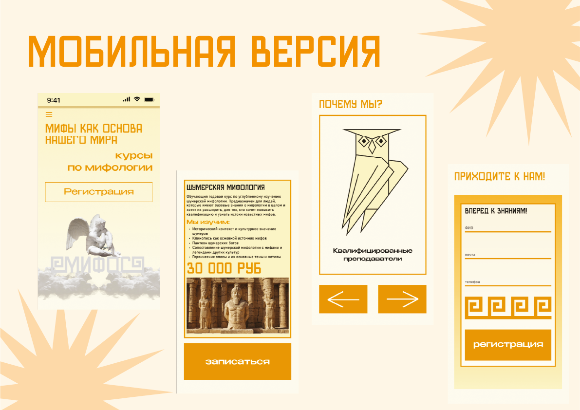 Сайт образовательных курсов  "Мифос" — Изображение №10 — Интерфейсы, Брендинг на Dprofile