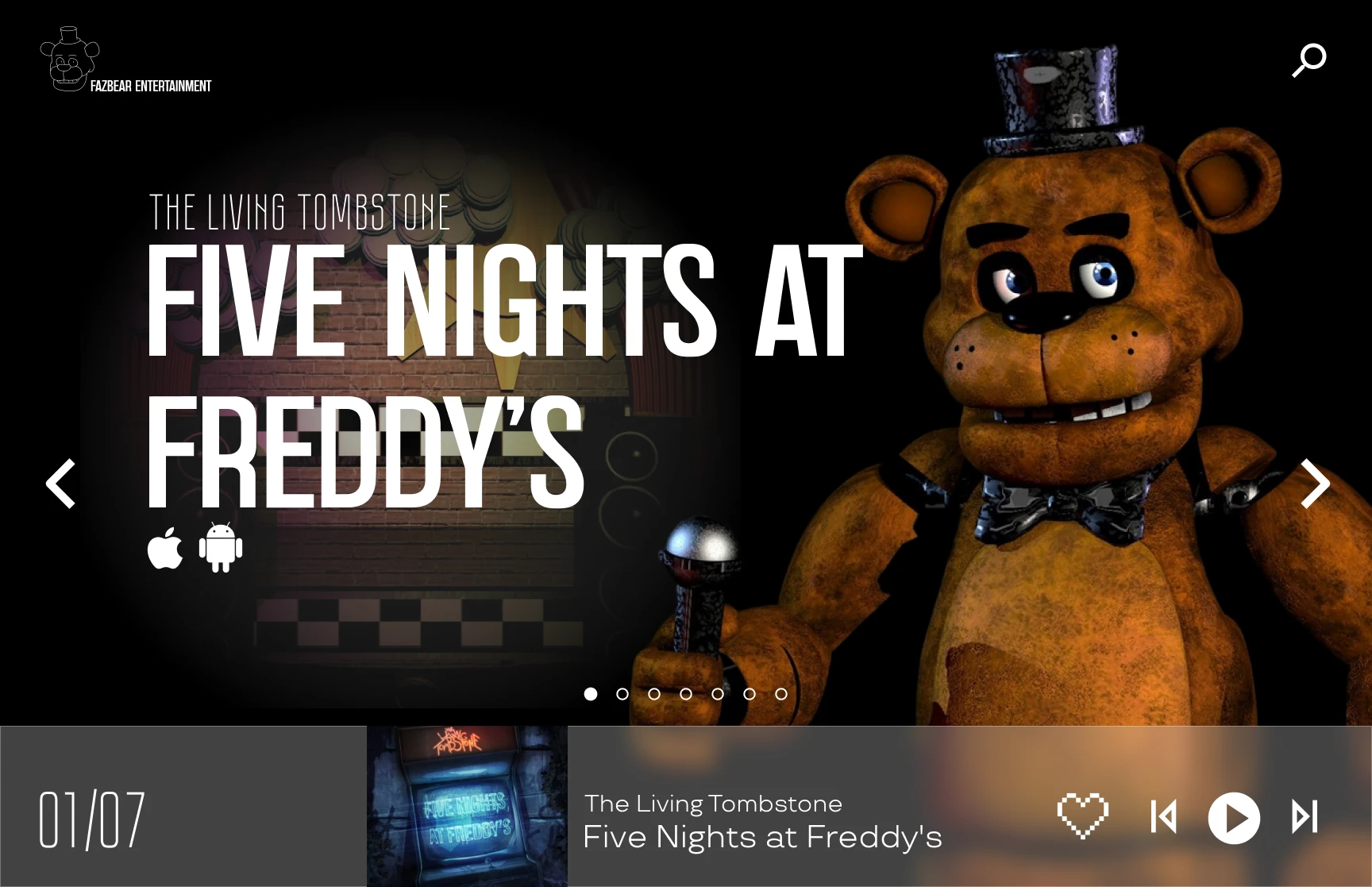 Дизайн веб-проигрывателя "Five nights at Freddy's" — Изображение №1 — Интерфейсы, Брендинг на Dprofile