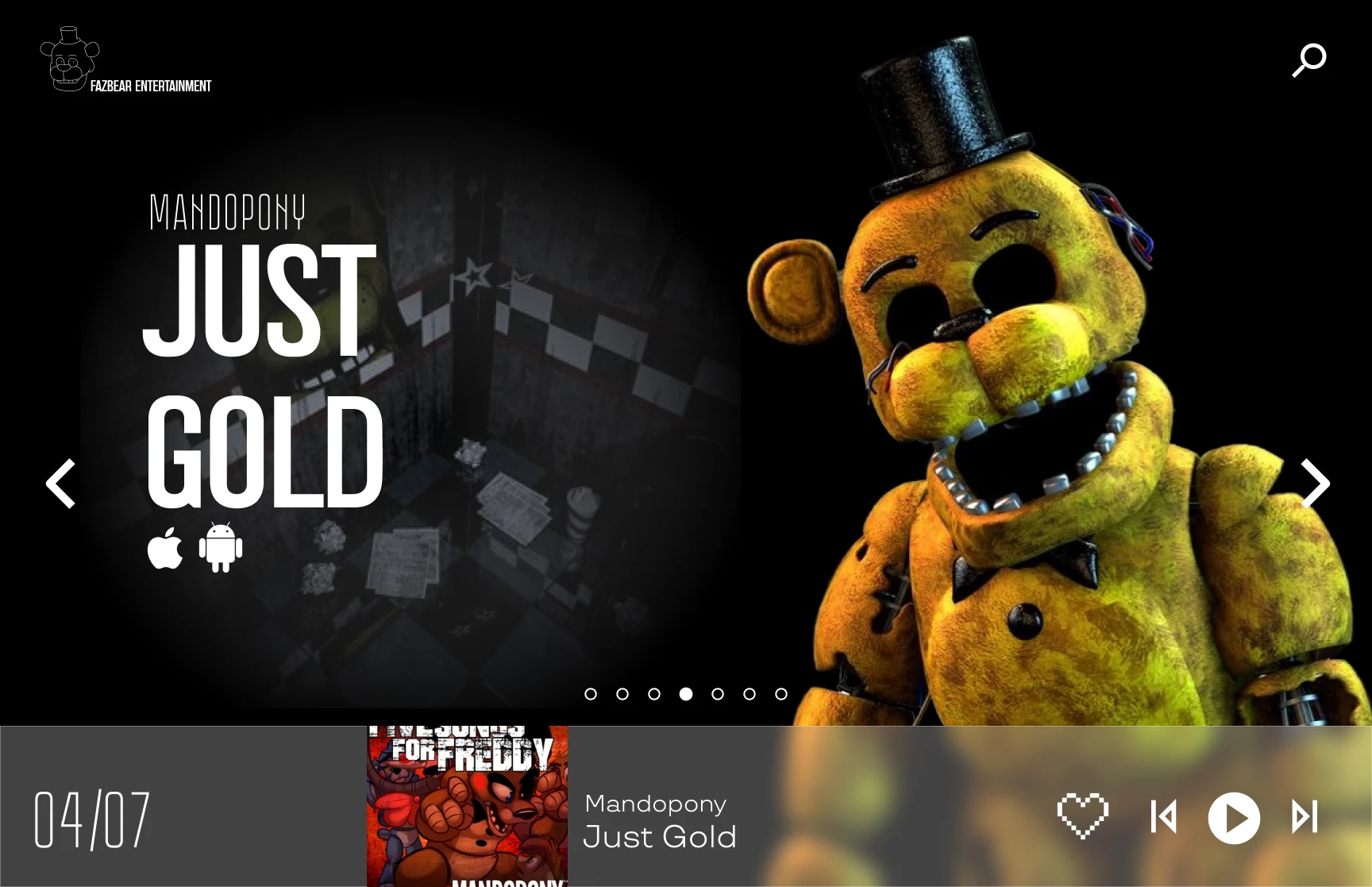 Дизайн веб-проигрывателя "Five nights at Freddy's" — Изображение №4 — Интерфейсы, Брендинг на Dprofile