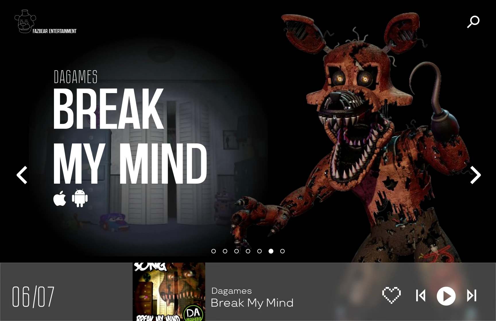 Дизайн веб-проигрывателя "Five nights at Freddy's" — Изображение №6 — Интерфейсы, Брендинг на Dprofile