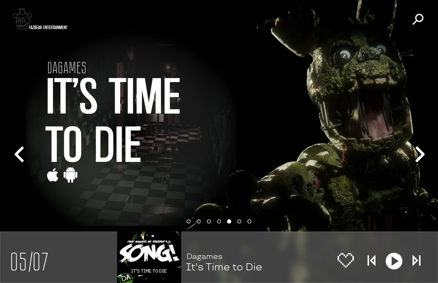 Дизайн веб-проигрывателя "Five nights at Freddy's" — Изображение №5 — Интерфейсы, Брендинг на Dprofile