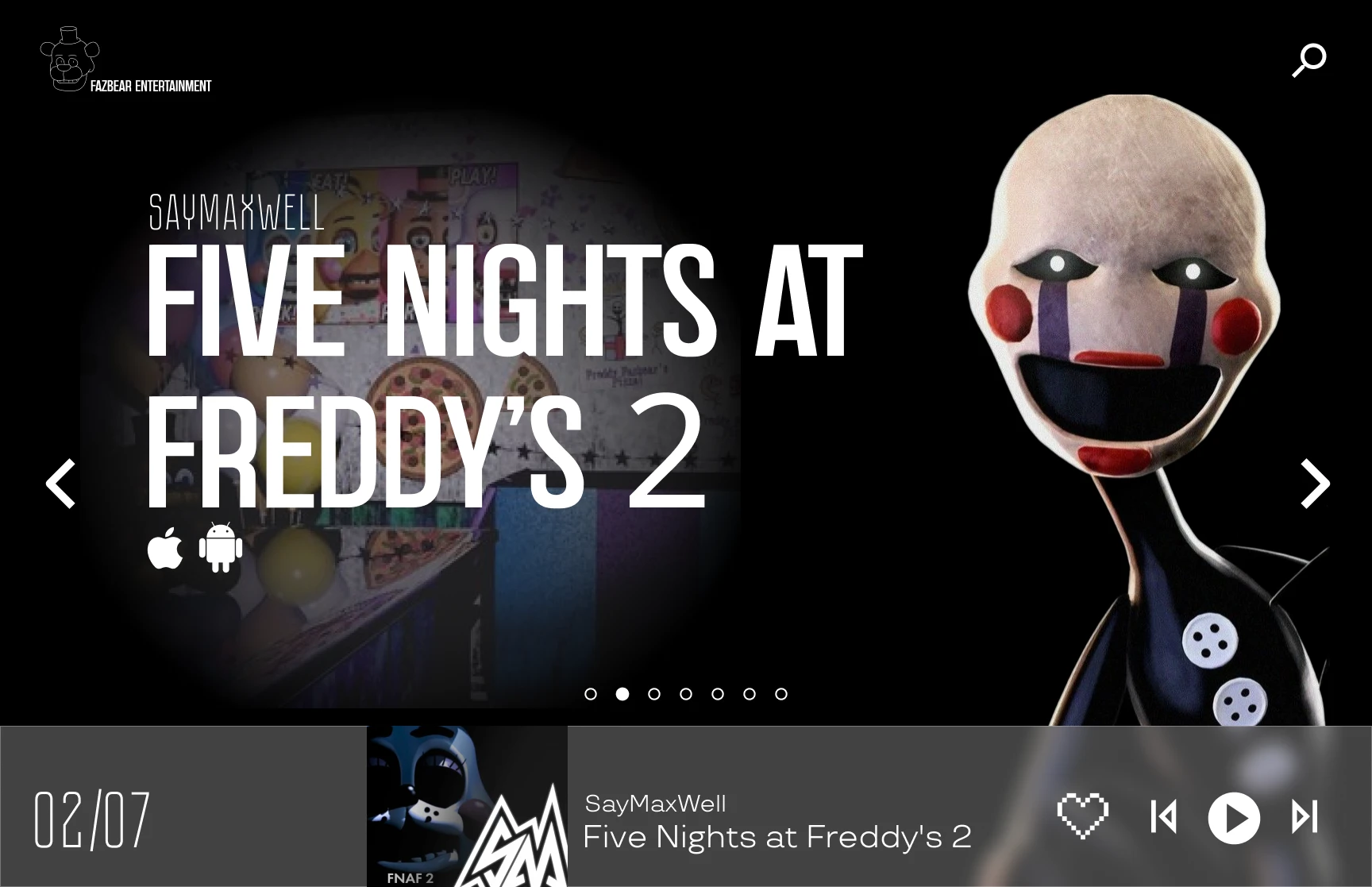 Дизайн веб-проигрывателя "Five nights at Freddy's" — Изображение №2 — Интерфейсы, Брендинг на Dprofile