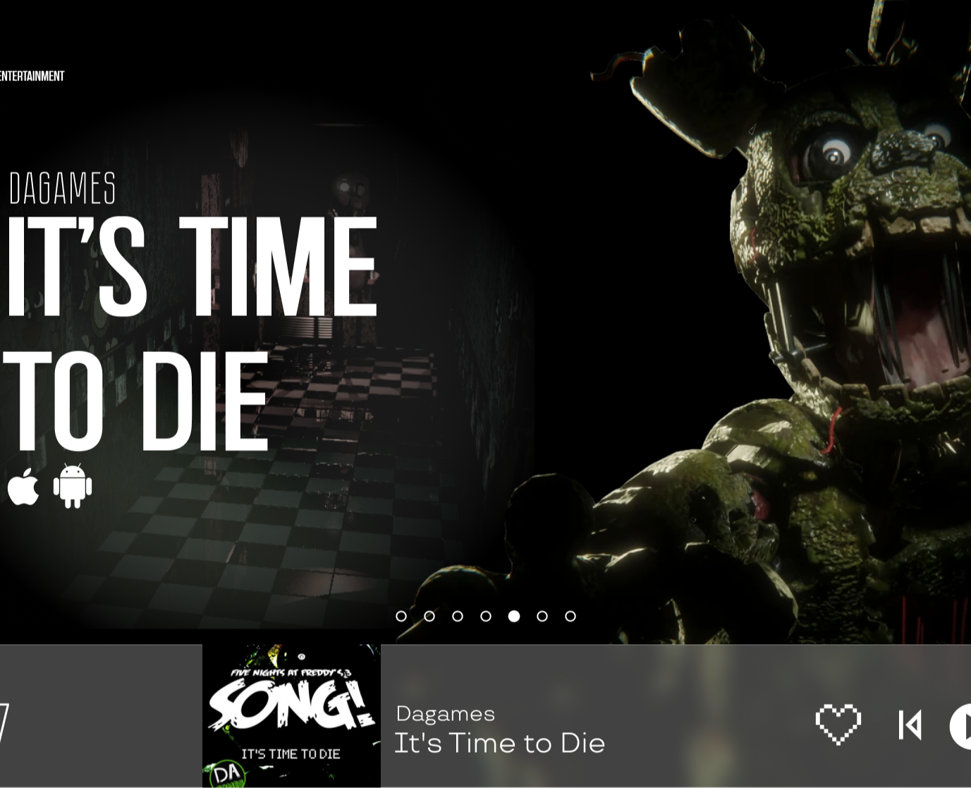 Дизайн веб-проигрывателя "Five nights at Freddy's" на Dprofile