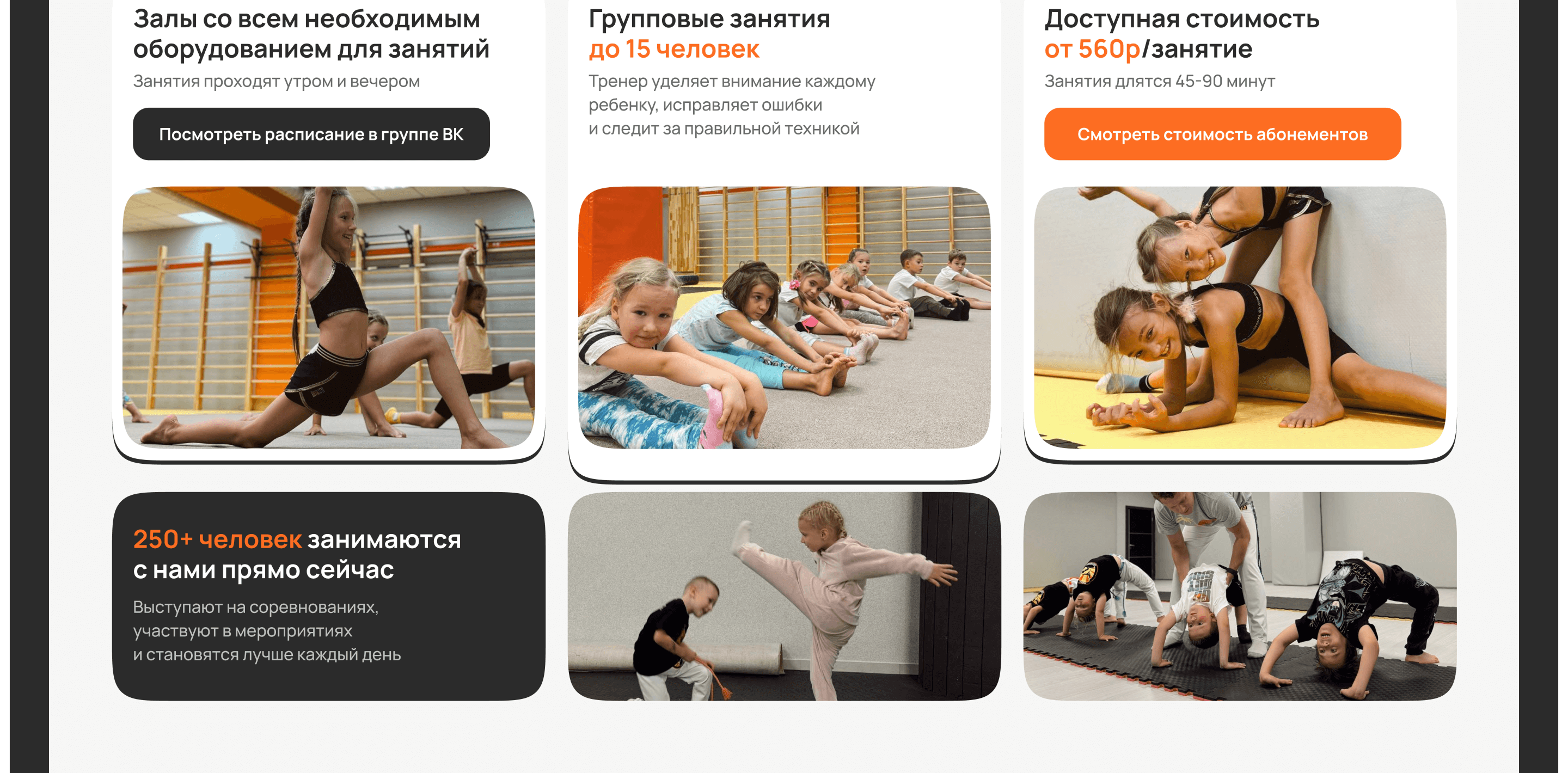 Сайт для детского клуба с акробатикой и гимнастикой — Изображение №8 — Интерфейсы, Маркетинг на Dprofile