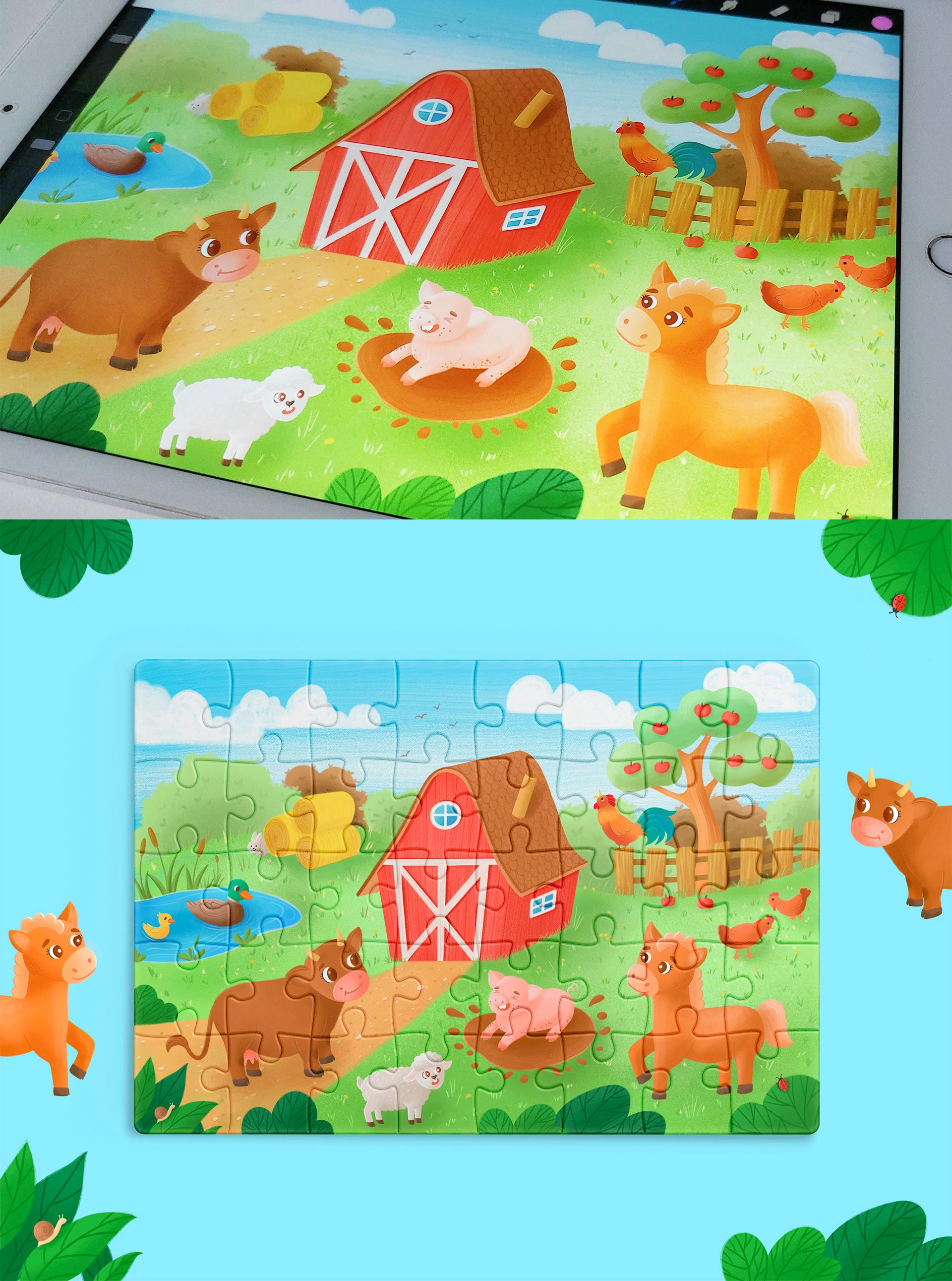 Детский паззл «Солнечный день на ферме» — Изображение №5 — Иллюстрация на Dprofile