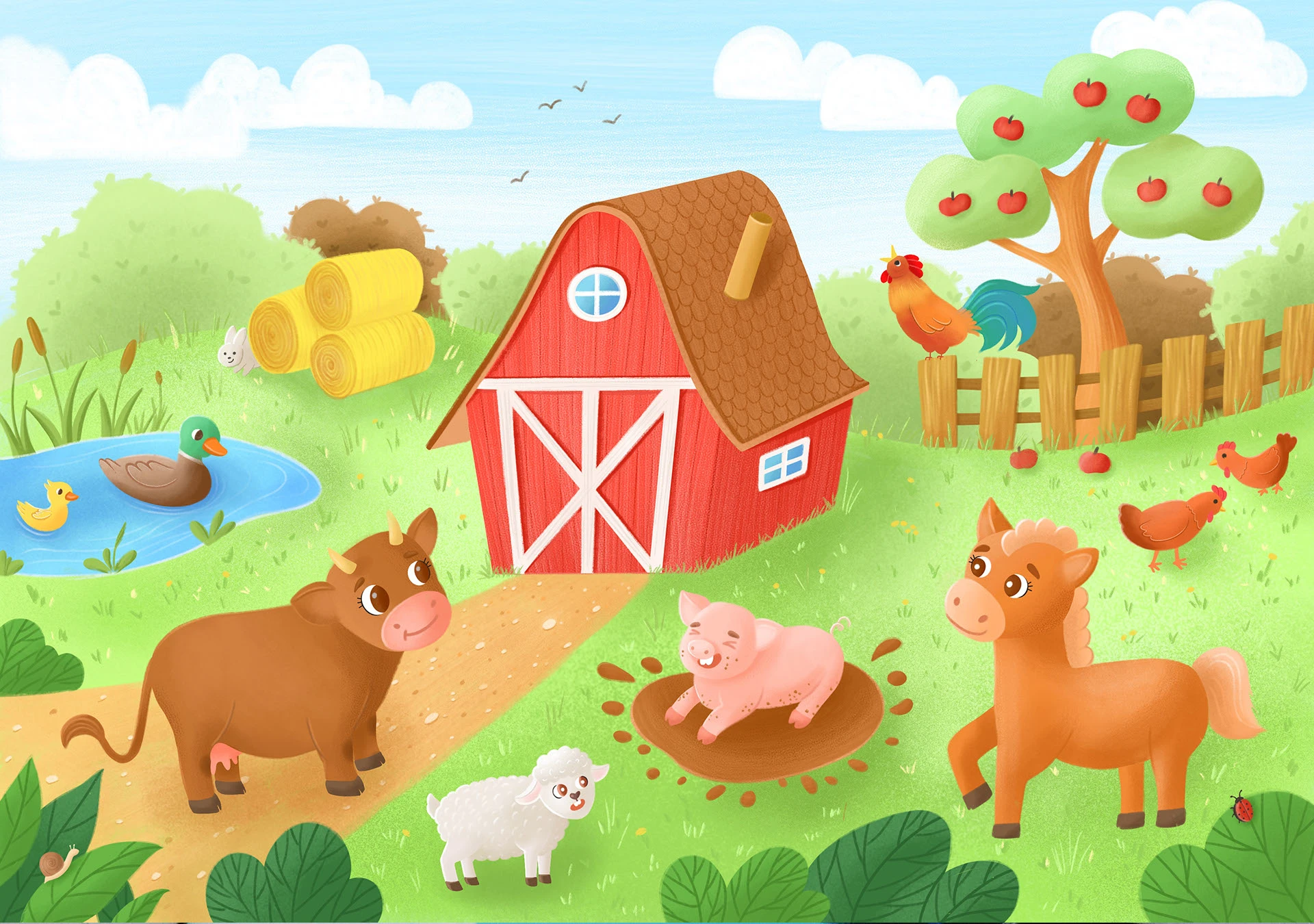 Детский паззл «Солнечный день на ферме» — Изображение №4 — Иллюстрация на Dprofile