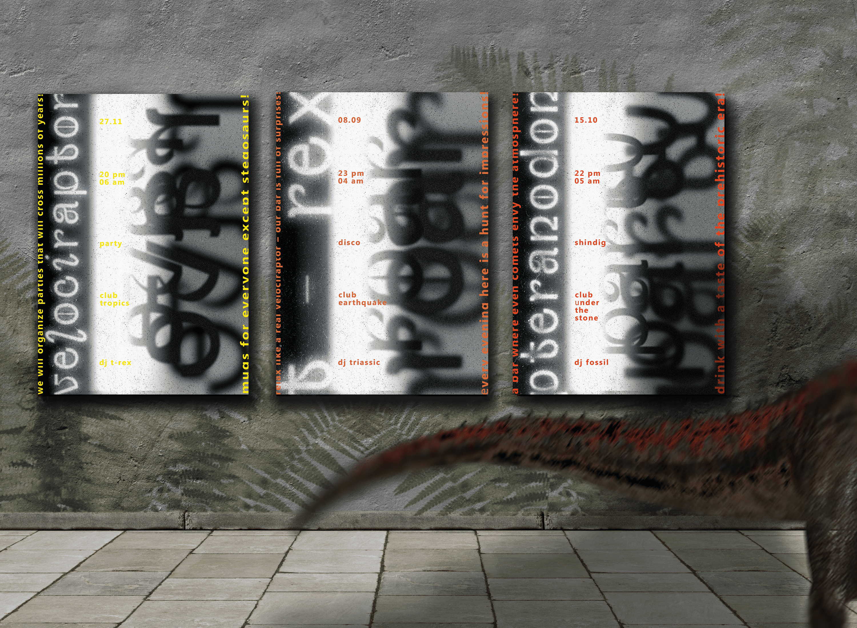 Серия плакатов для бара юрского периода STONE GLASS/учебный… — Изображение №5 — Графика на Dprofile