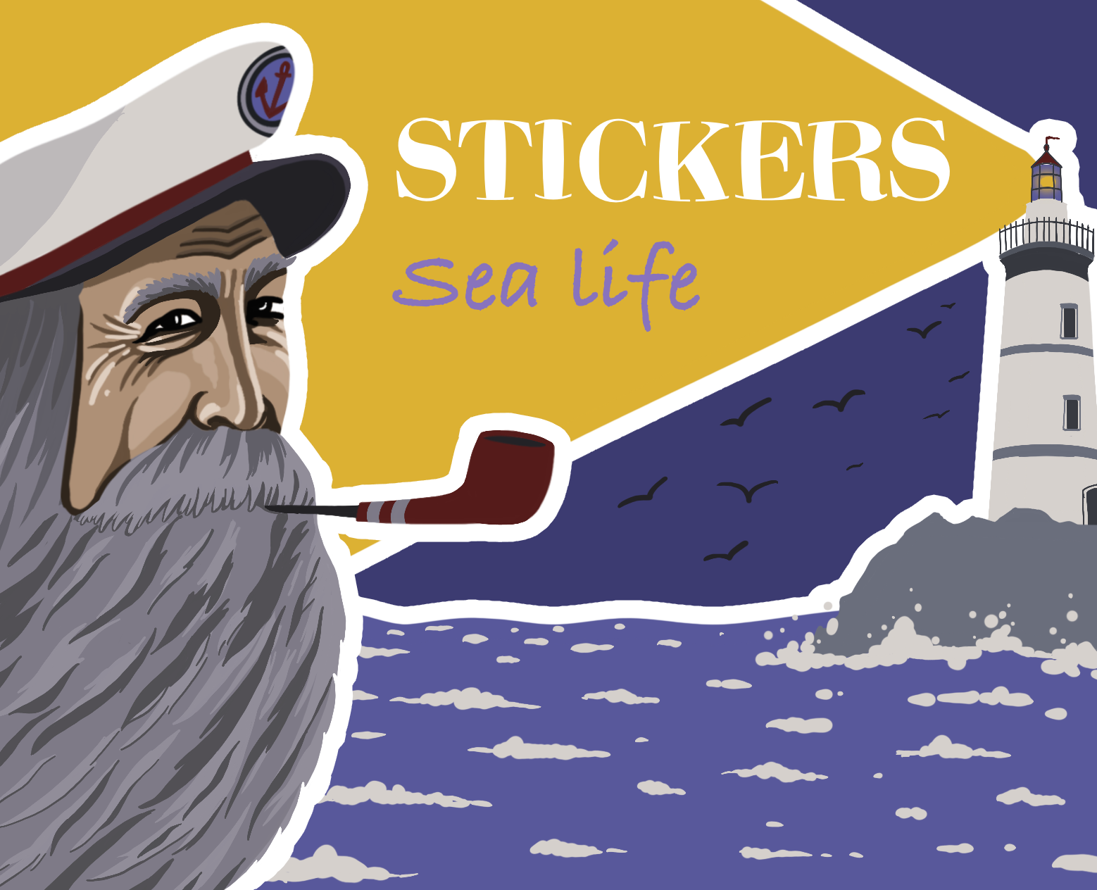 Стекеры с морской тиматикой — Брендинг, Иллюстрация на Dprofile